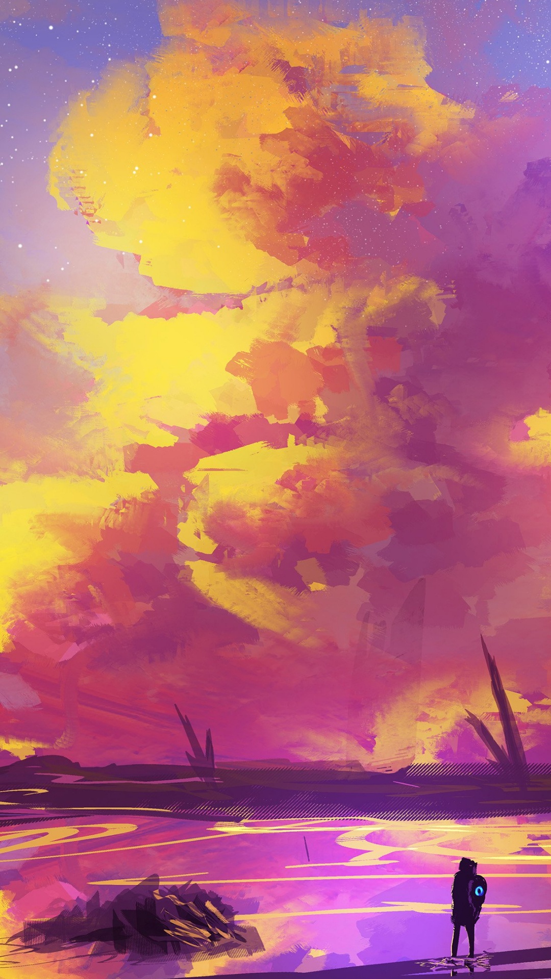 Malerei, Kunst, Illustration, Cloud, Atmosphäre. Wallpaper in 1080x1920 Resolution