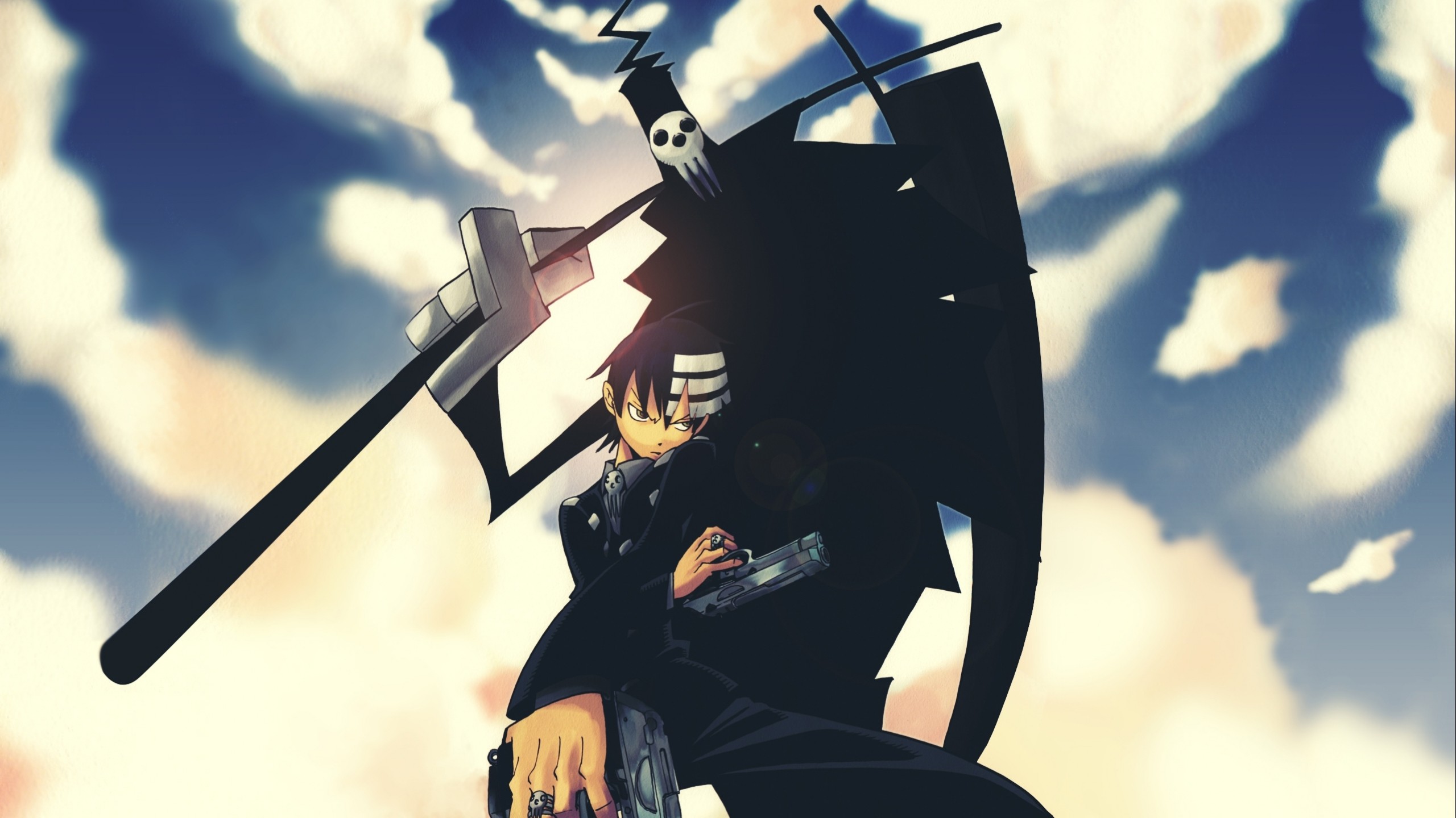 Soul Eater, Black Hair, Sky, Soul Eater Evans, Death. Wallpaper in 2560x1440 Resolution