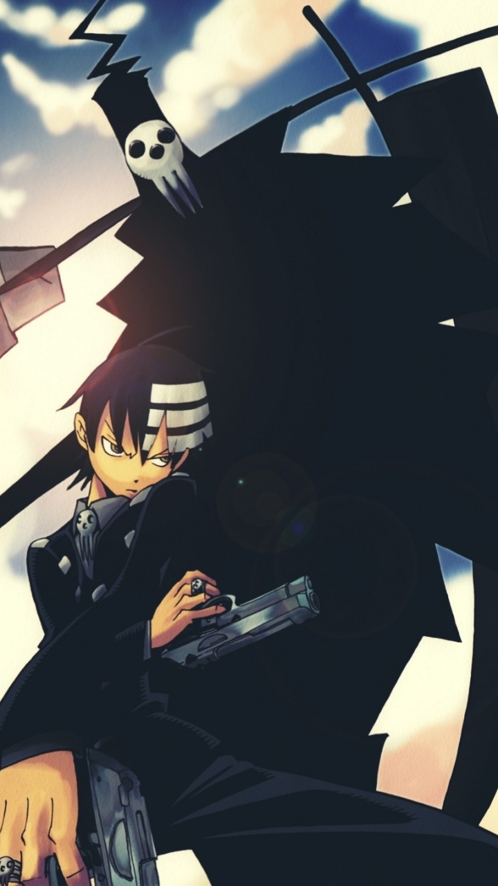 Soul Eater, Black Hair, Sky, Soul Eater Evans, Death. Wallpaper in 720x1280 Resolution
