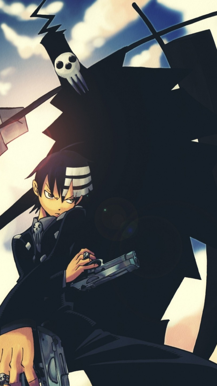 Soul Eater, Black Hair, Sky, Soul Eater Evans, Death. Wallpaper in 750x1334 Resolution