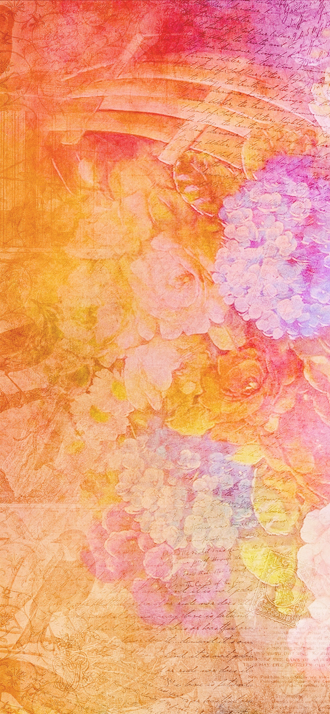 Peinture Abstraite Jaune Rose et Violet. Wallpaper in 1125x2436 Resolution