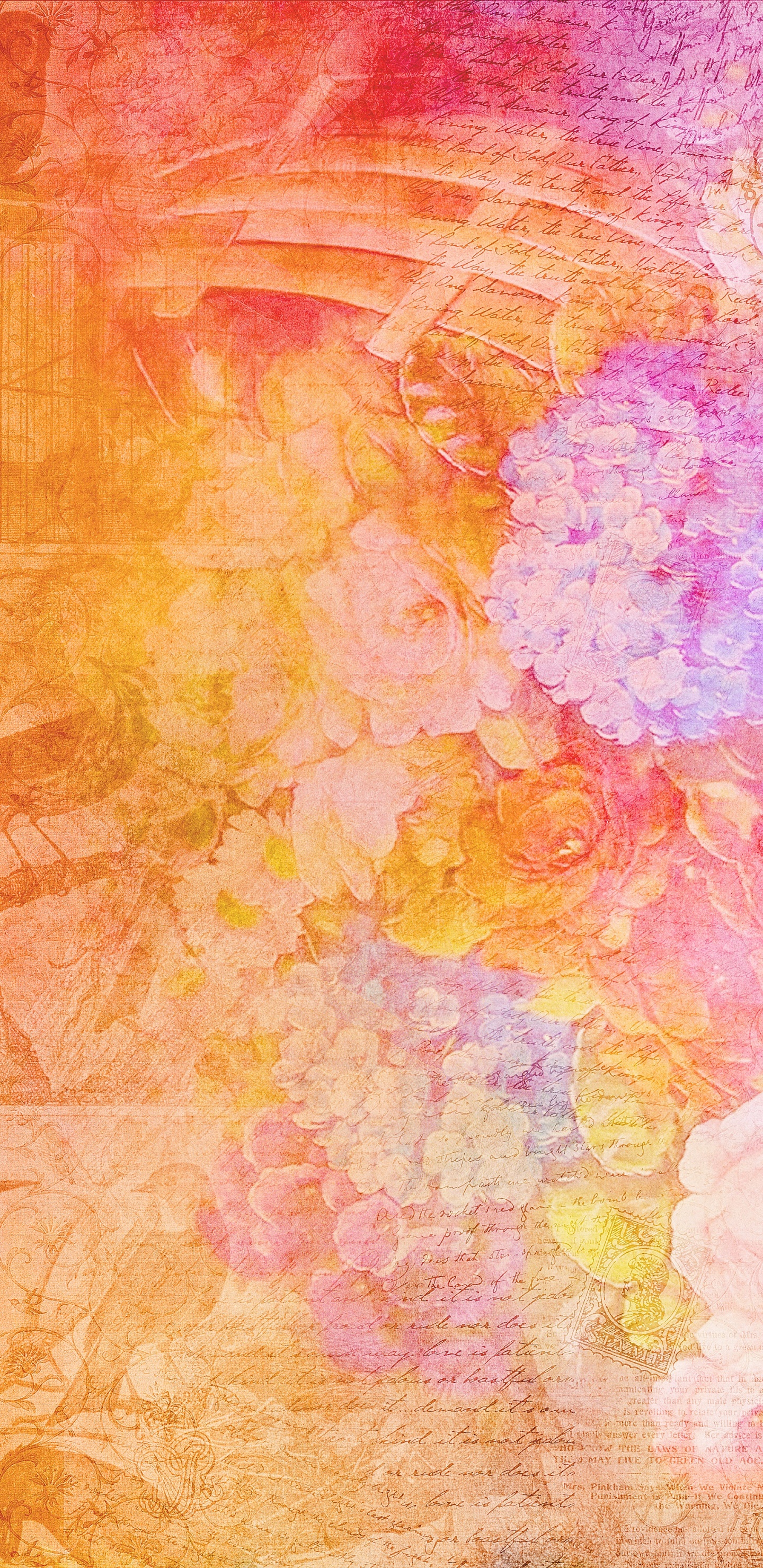 Peinture Abstraite Jaune Rose et Violet. Wallpaper in 1440x2960 Resolution