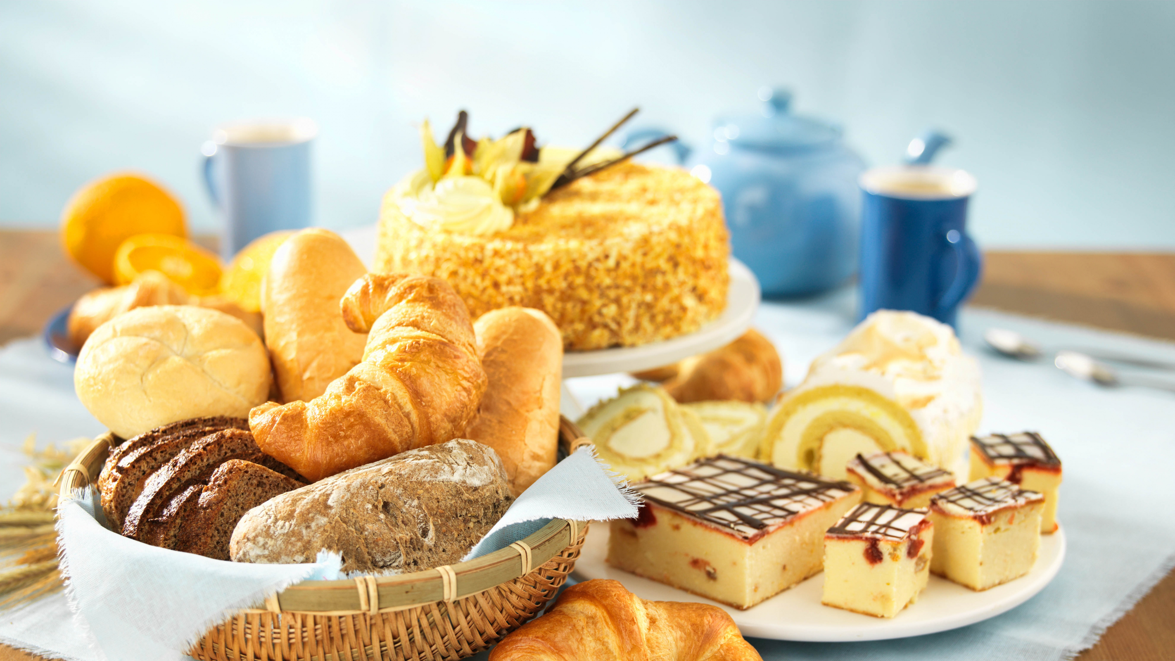 面包店, 牛角面包, 甜点, 糕点, 烘烤 壁纸 3840x2160 允许
