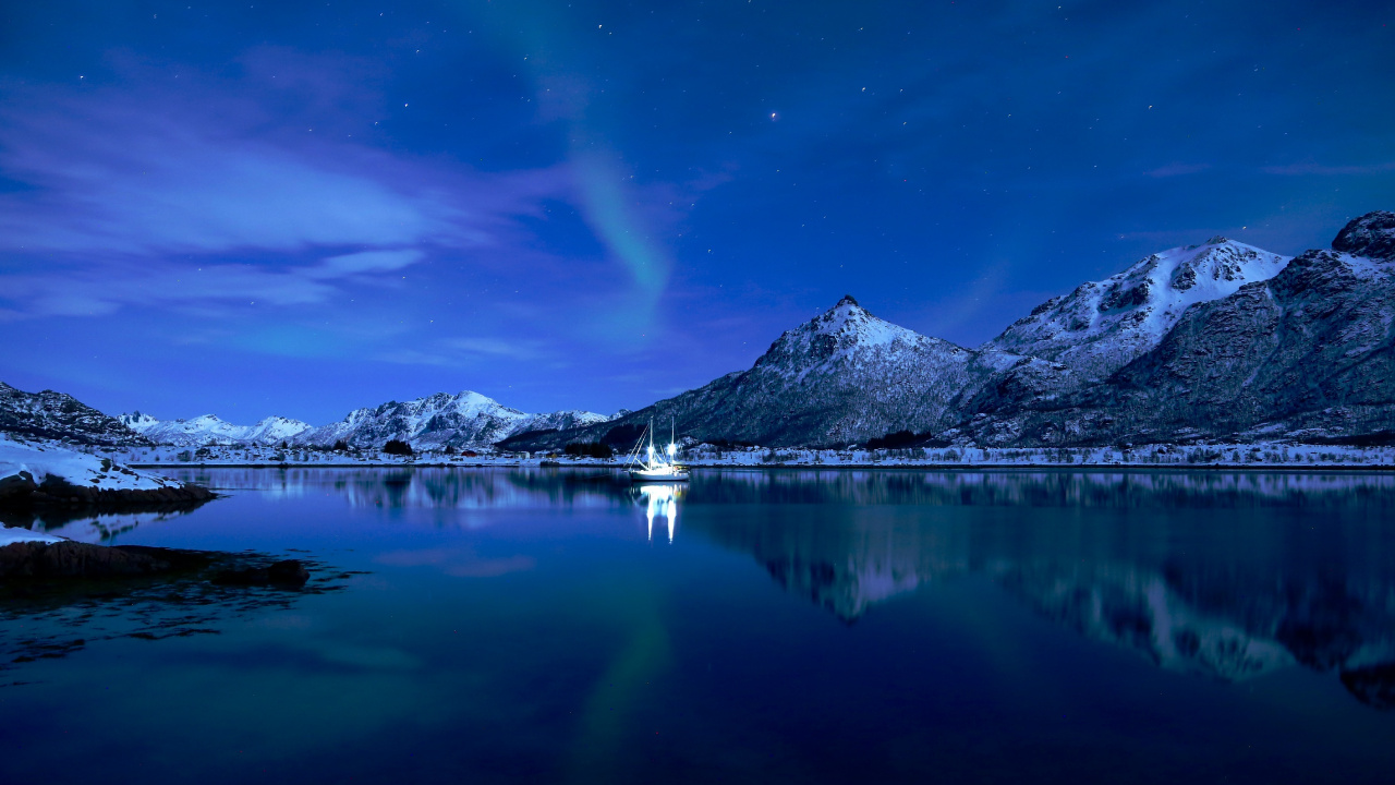 Nature, Blue, Réflexion, Neige, Hiver. Wallpaper in 1280x720 Resolution