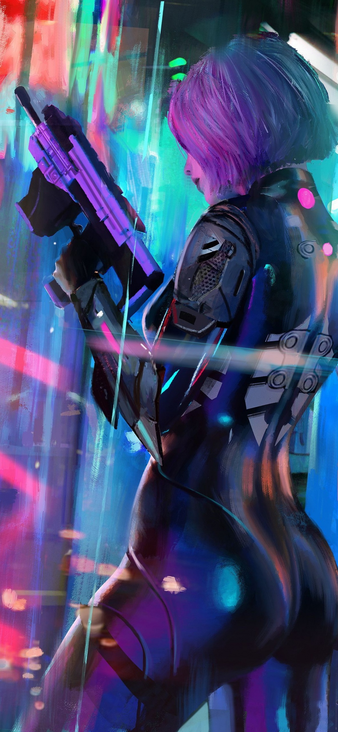 艺术, Synthwave, 海报, 黑色的, 数码艺术 壁纸 1125x2436 允许