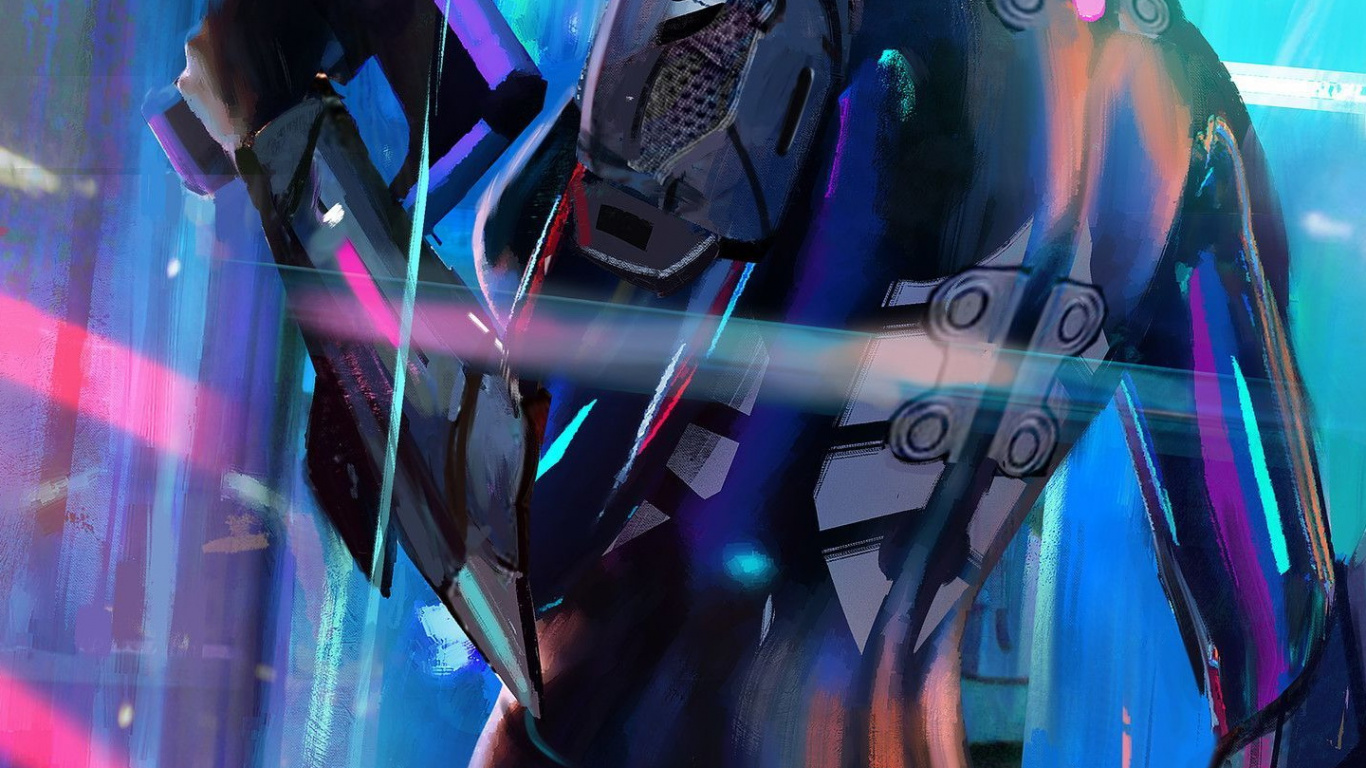 艺术, Synthwave, 海报, 黑色的, 数码艺术 壁纸 1366x768 允许