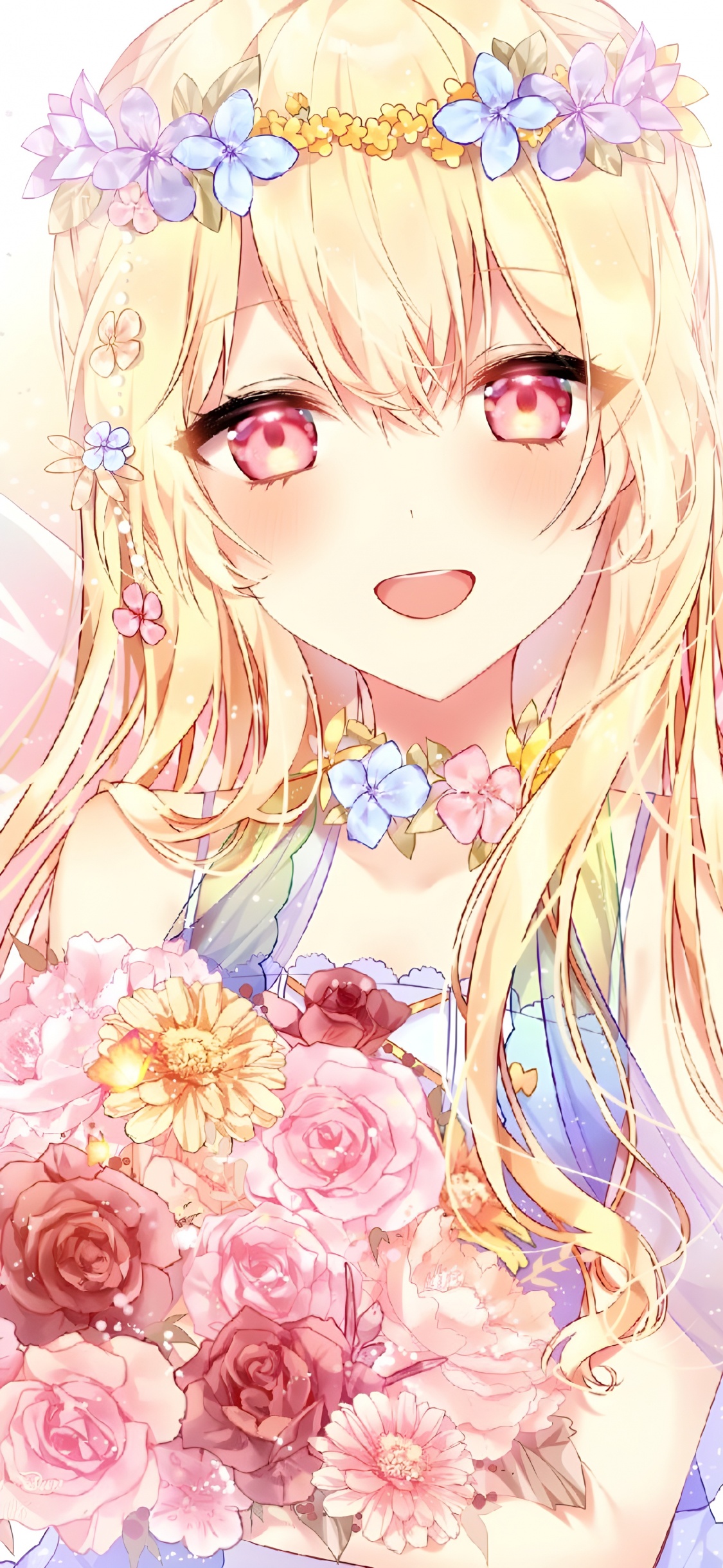 L'anime, Jolie Fille Anime Cheveux Blonds, Blond, Manche, la Gentillesse. Wallpaper in 1125x2436 Resolution