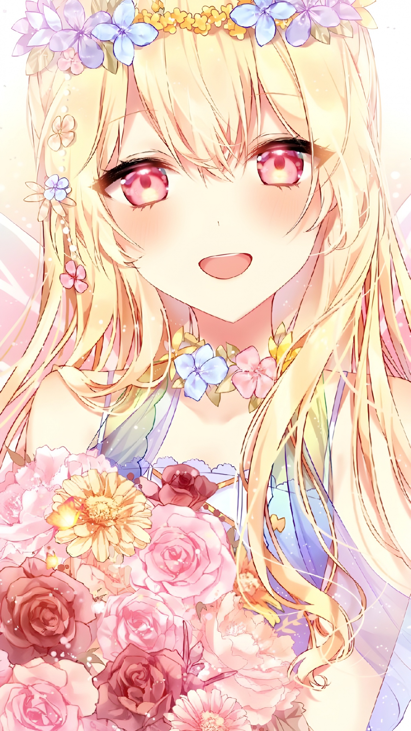 L'anime, Jolie Fille Anime Cheveux Blonds, Blond, Manche, la Gentillesse. Wallpaper in 1440x2560 Resolution