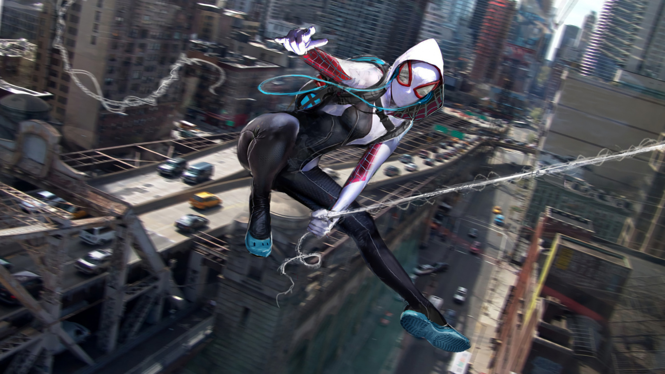 Spider-man, Gwen Stacy, Spider-Woman, Marvel Comics, Superhéroe. Wallpaper in 1366x768 Resolution