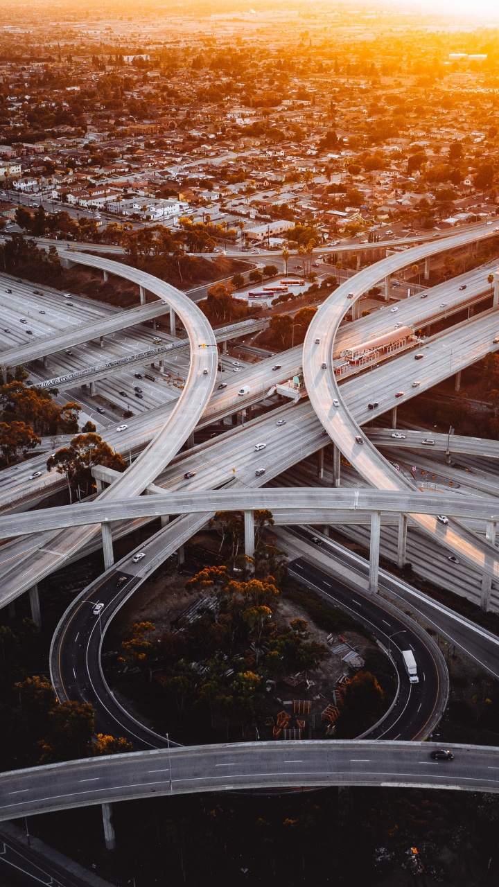 基础设施, 高速公路, 天桥, 交换, 城市 壁纸 720x1280 允许