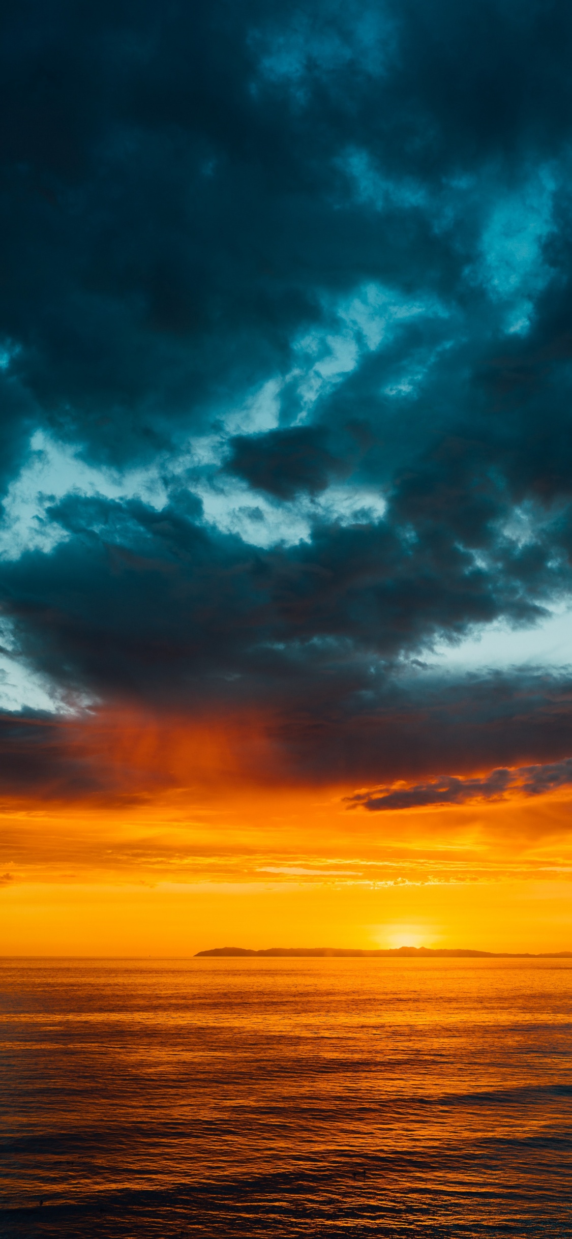 Cloud, Blue, Blue Green, Orange, Yellow. Wallpaper in 1125x2436 Resolution