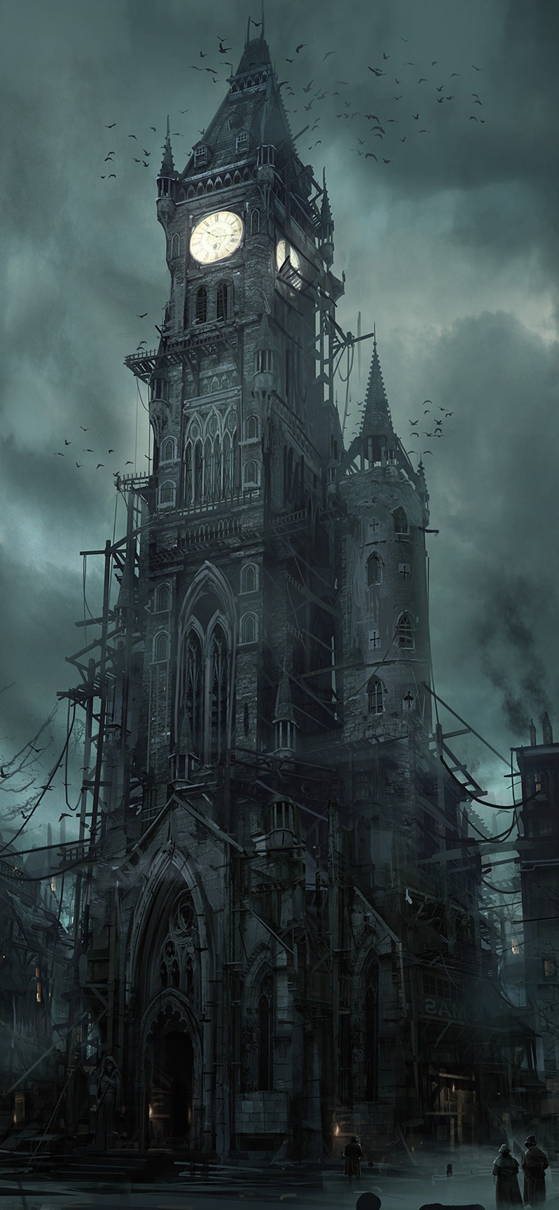 Arte, Spire, Arquitectura, Edificio, Dibujo. Wallpaper in 1125x2436 Resolution