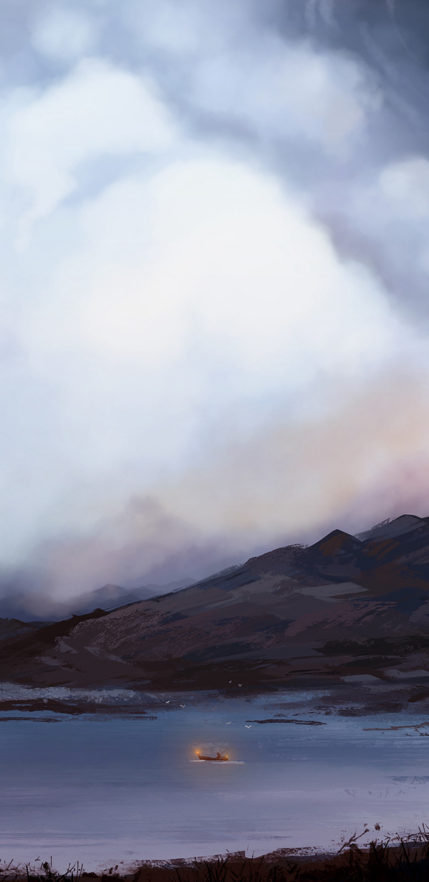 Nubes Blancas Sobre Montañas Cubiertas de Nieve. Wallpaper in 1440x2960 Resolution