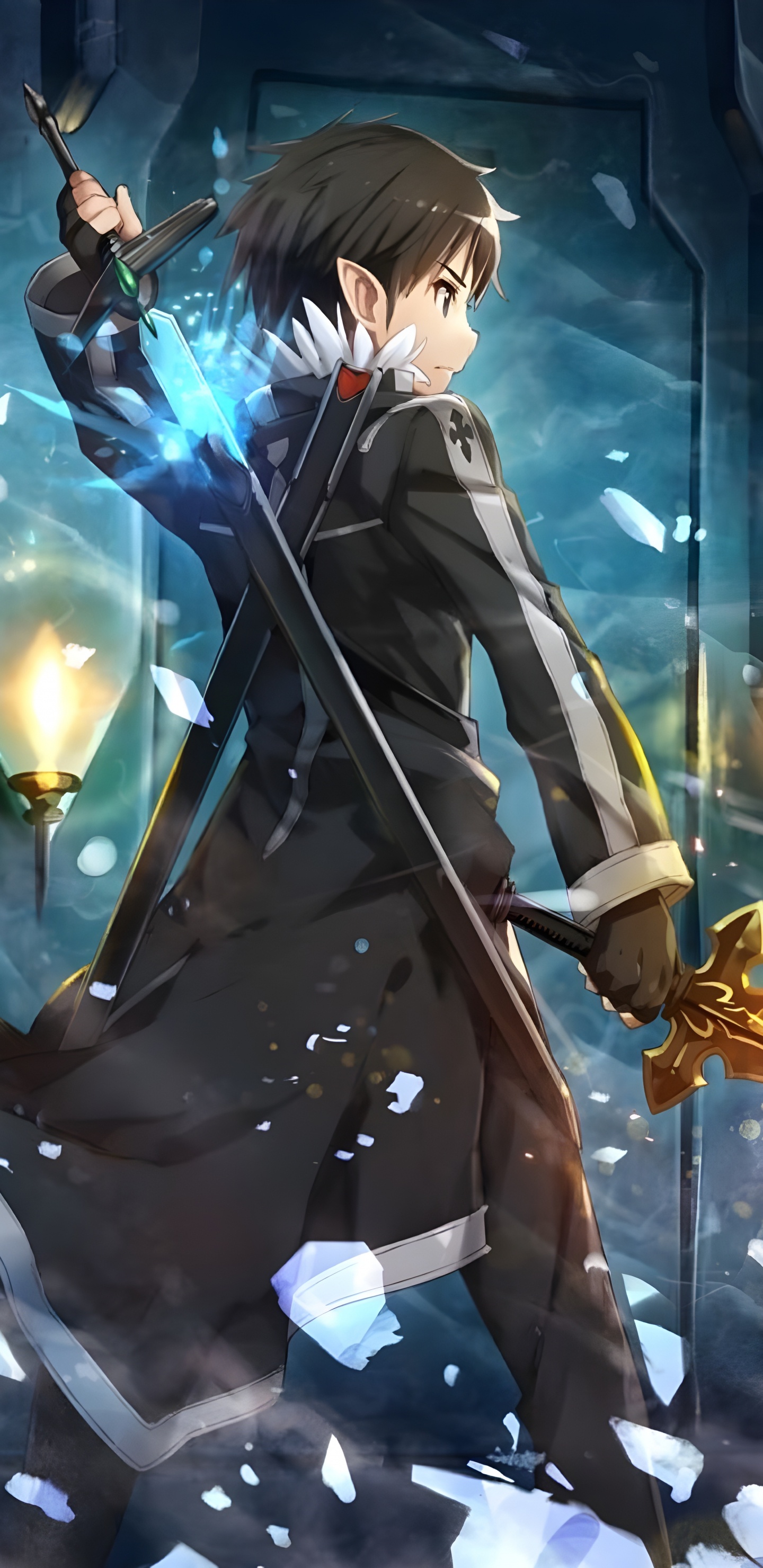 Anime Kirito, Kirito, Asuna, Cartel, de Dibujos Animados. Wallpaper in 1440x2960 Resolution