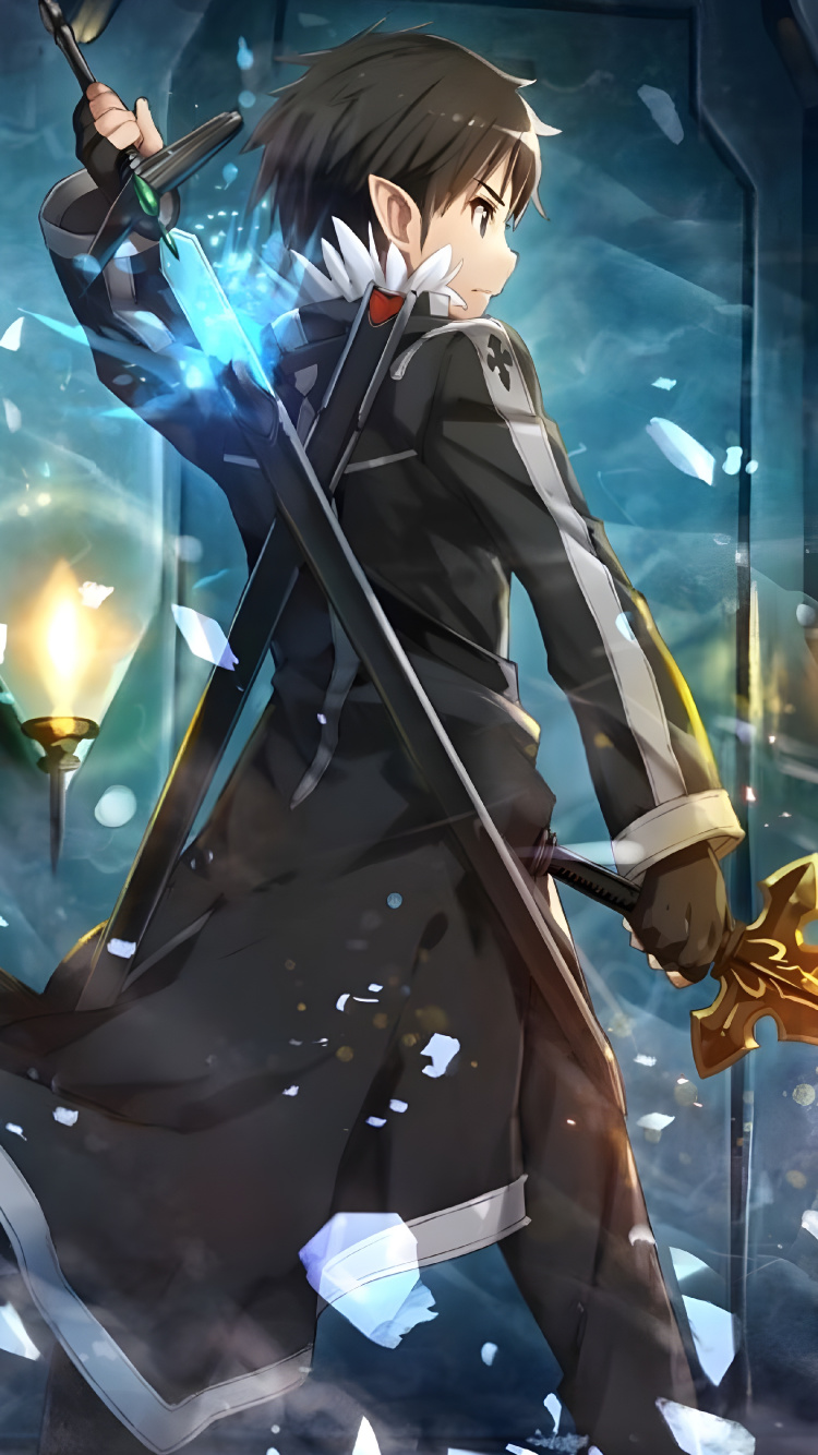 Anime Kirito, Kirito, Asuna, Poster, Animated Cartoon. Wallpaper in 750x1334 Resolution