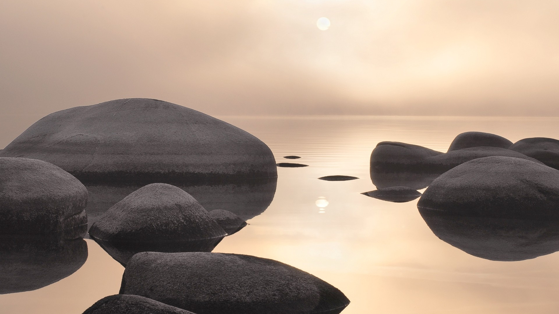 反射, 大海, 软件, 早上, 日出 壁纸 1920x1080 允许