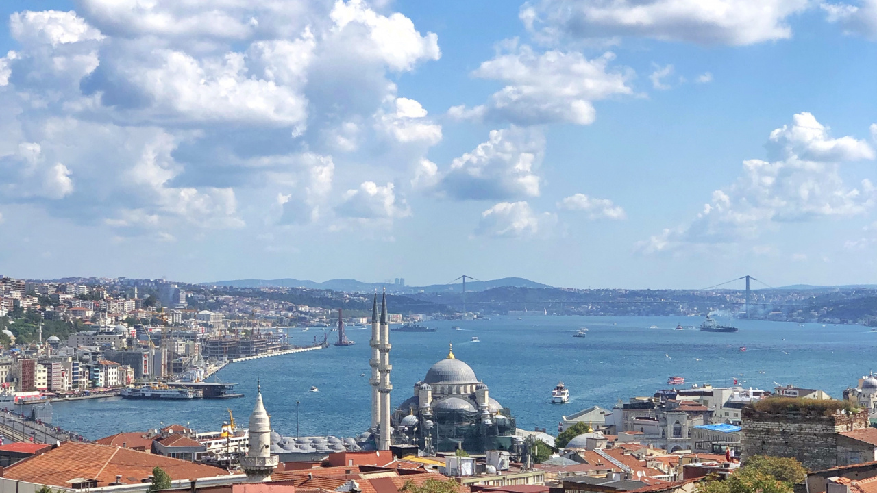 Toit, Cumulus, Mer, Côte, Motomarine. Wallpaper in 1280x720 Resolution