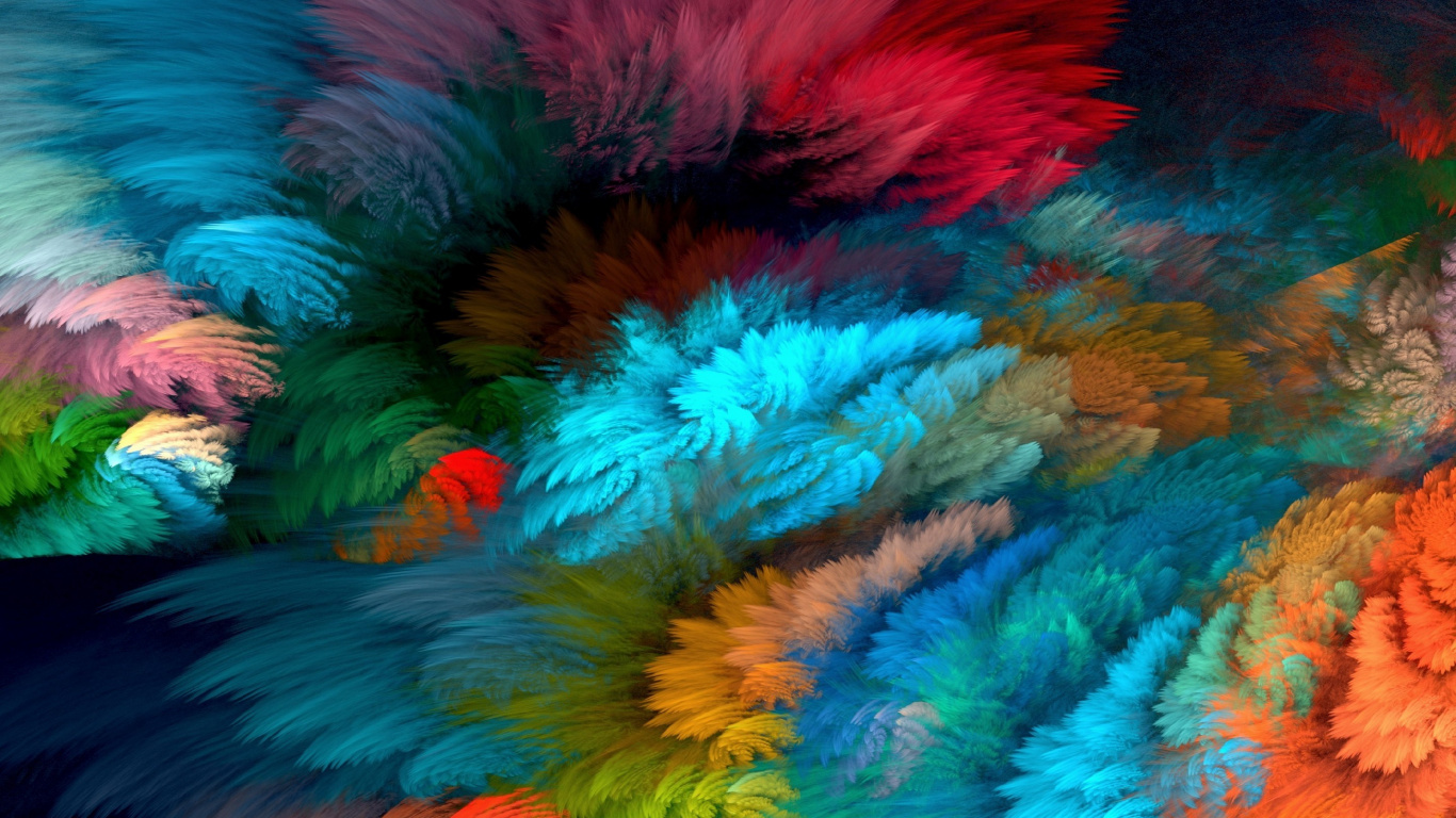 Pintura Abstracta Roja Azul y Verde. Wallpaper in 1366x768 Resolution