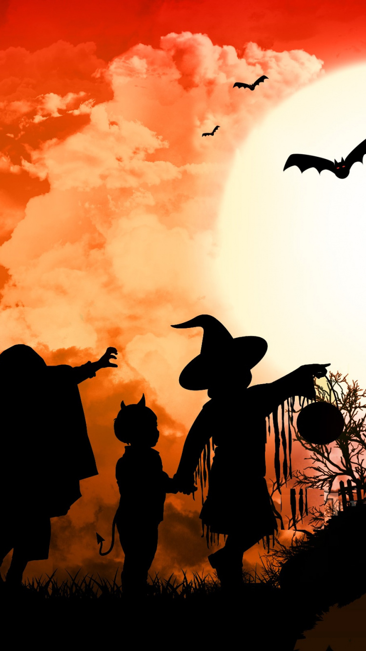 Silhouette, Illustration, Art, Ciel, Arts Visuels. Wallpaper in 750x1334 Resolution