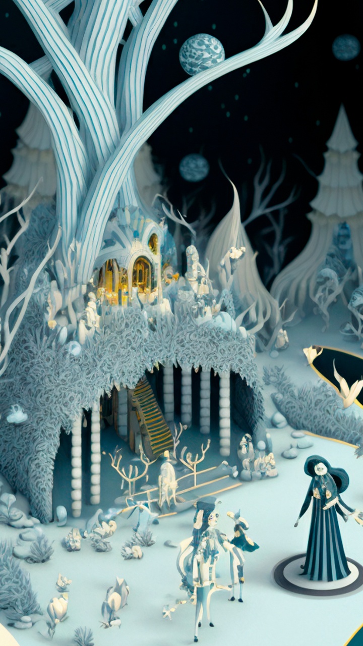 Hiver, Illustration, Blue, Lumière, Azure. Wallpaper in 720x1280 Resolution