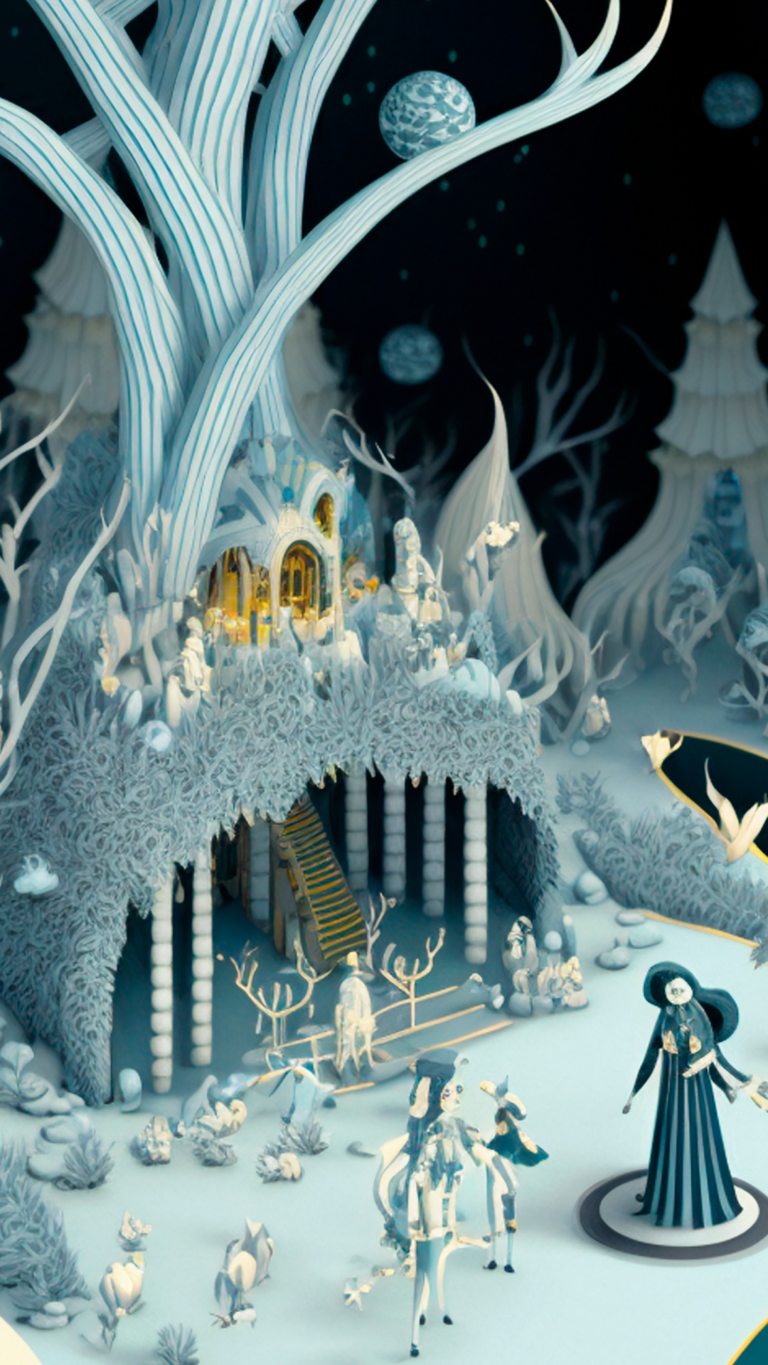 Winter, Illustration, Blau, Licht, Azure. Wallpaper in 1080x1920 Resolution