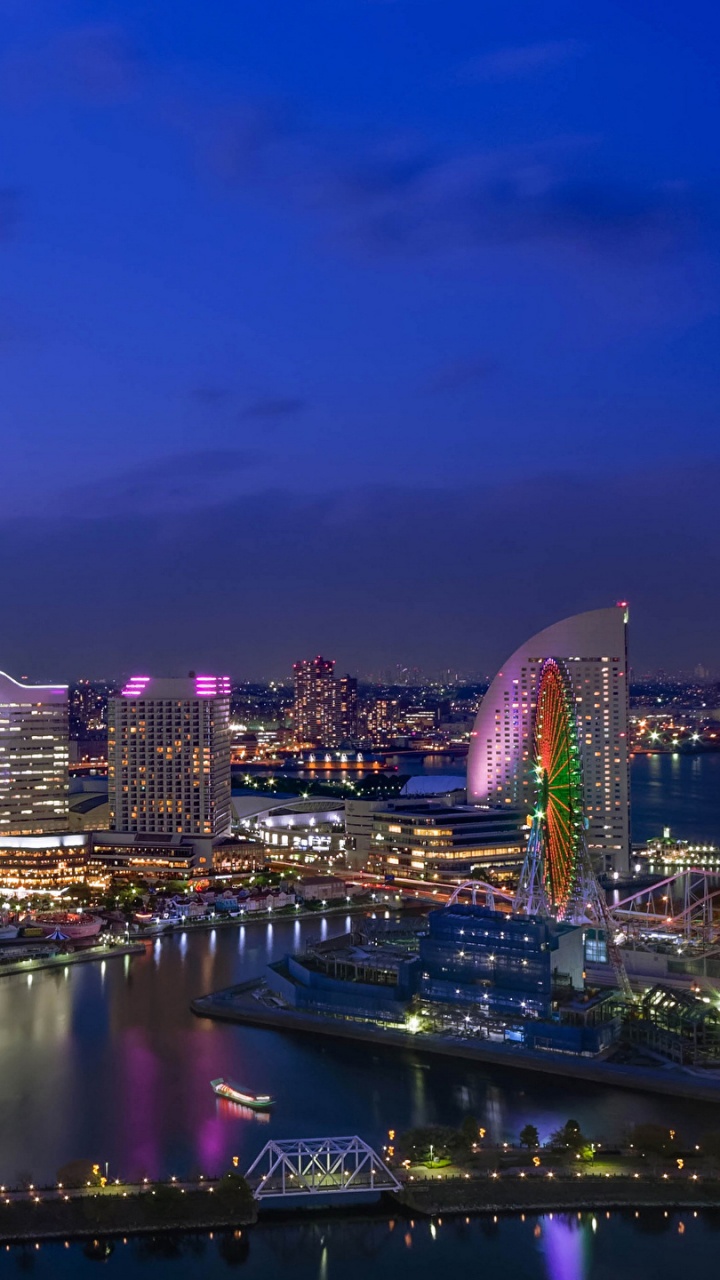 Skyline Der Stadt Bei Nacht Night. Wallpaper in 720x1280 Resolution