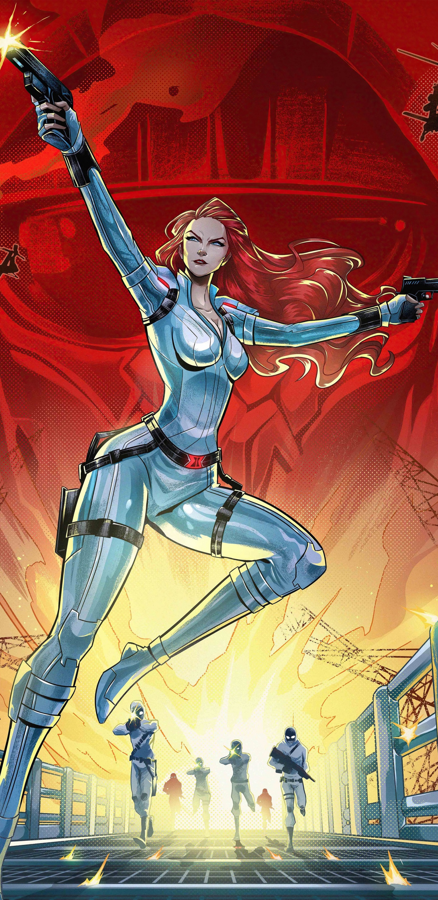 Schwarze Witwe, Weißer Anzug, Superhelden, Comic, Illustration, Natasha Romanova. Wallpaper in 1440x2960 Resolution