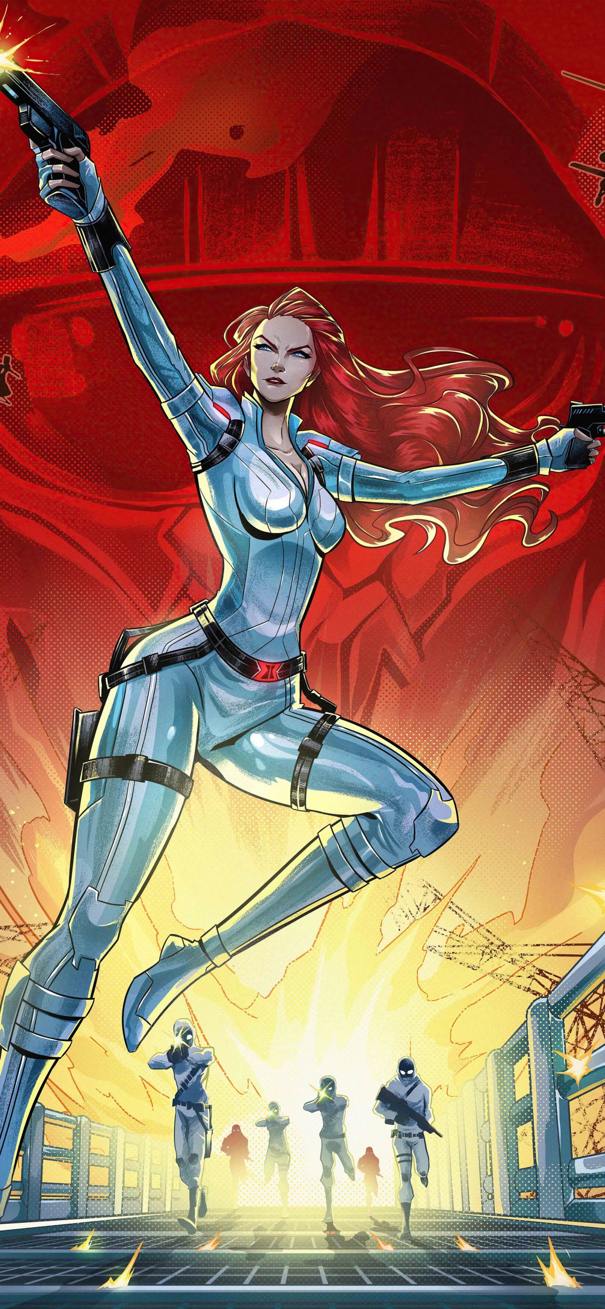 Traje Blanco de Viuda Negra, Superhéroe, Ilustración, Natasha Romanova, Gráficos. Wallpaper in 1242x2688 Resolution