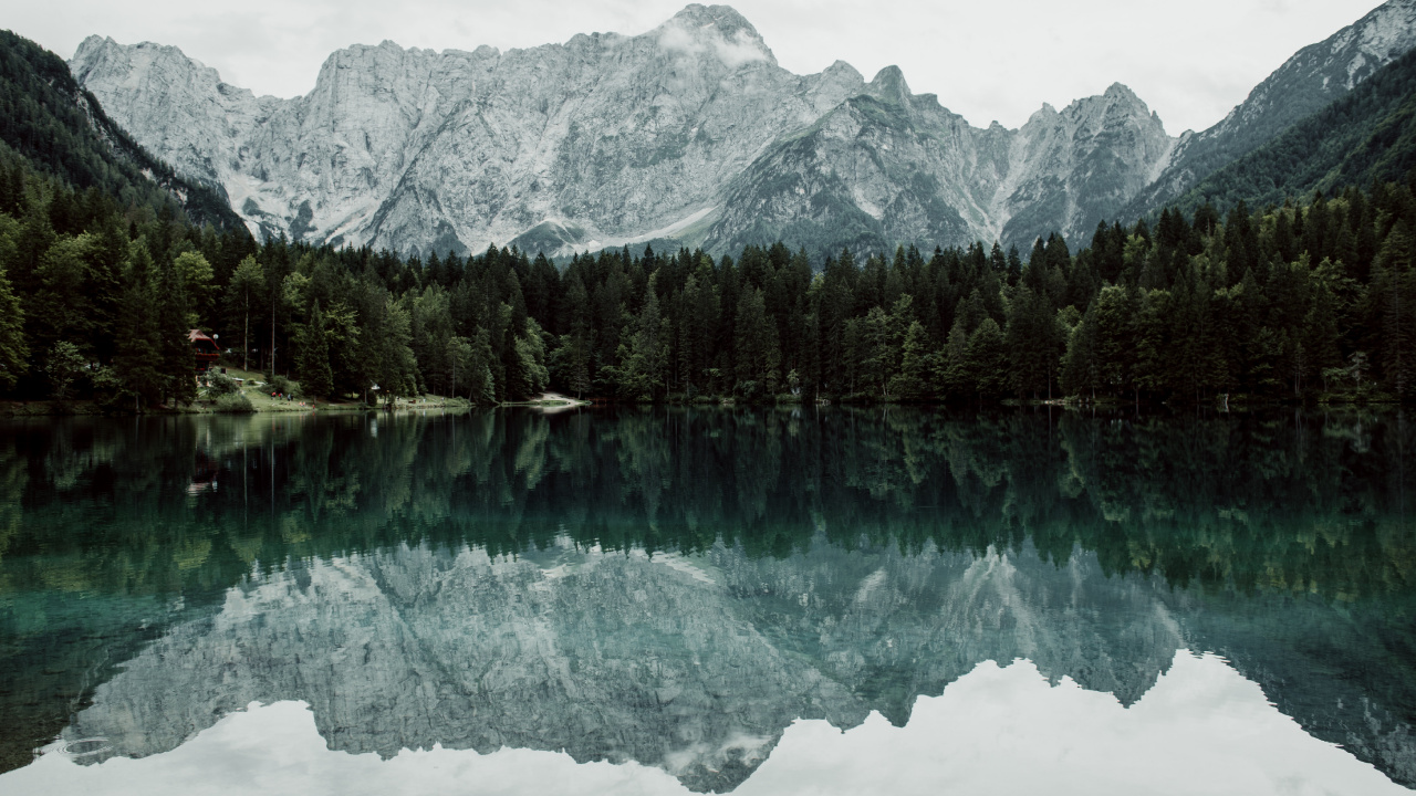 Bergigen Landschaftsformen, Natur, Reflexion, Naturlandschaft, Gewässer. Wallpaper in 1280x720 Resolution