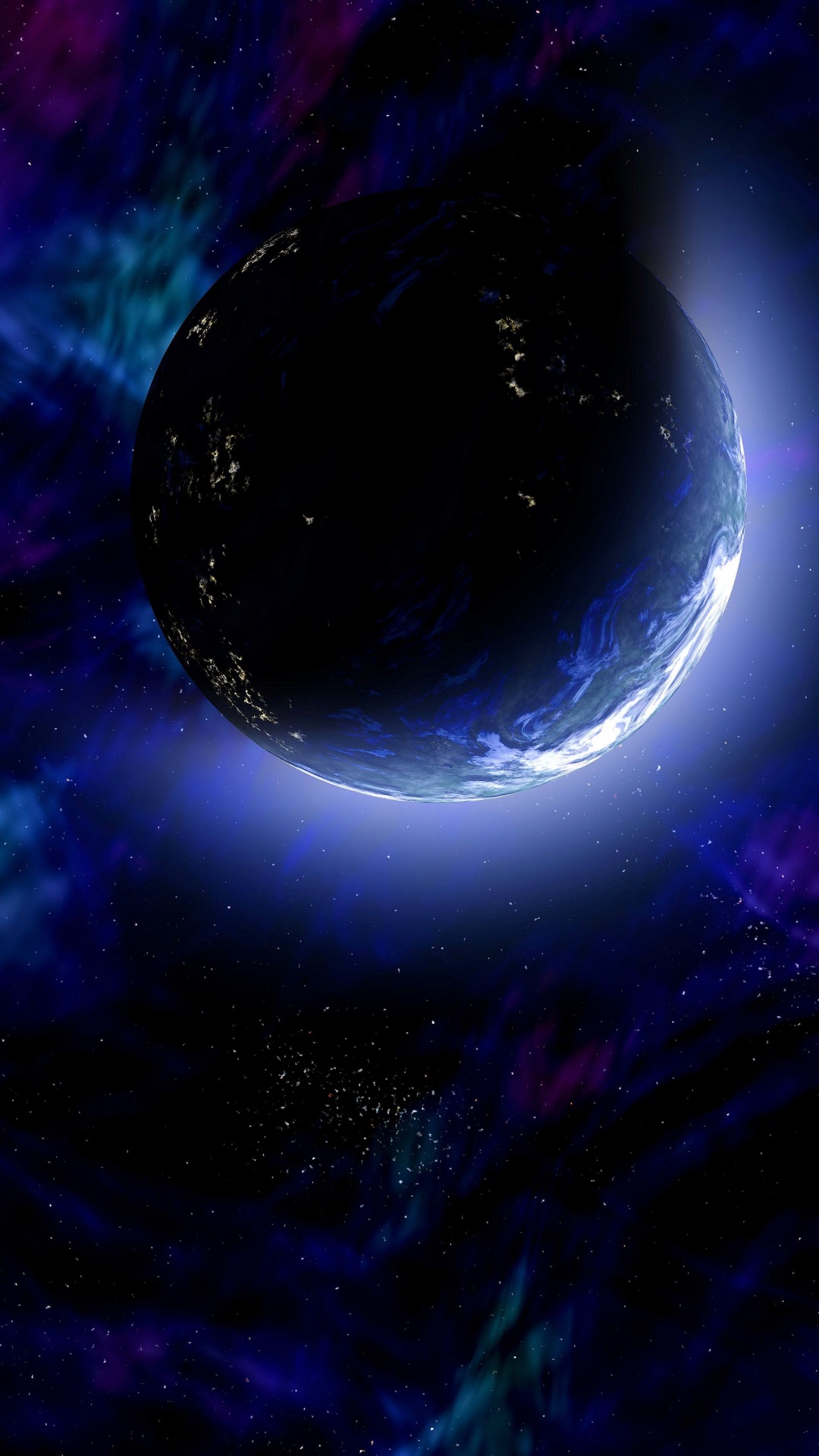 Blue and White Planet Painting. Wallpaper in 1080x1920 Resolution