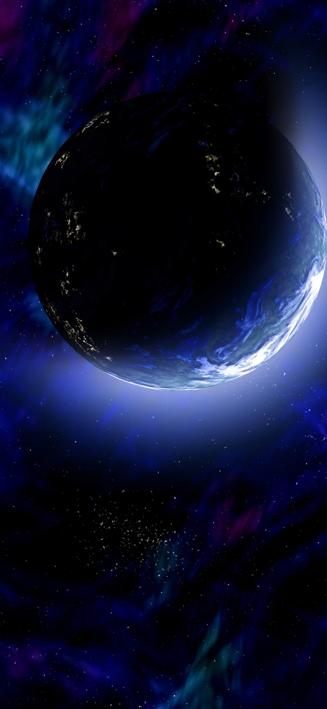 Blue and White Planet Painting. Wallpaper in 1125x2436 Resolution