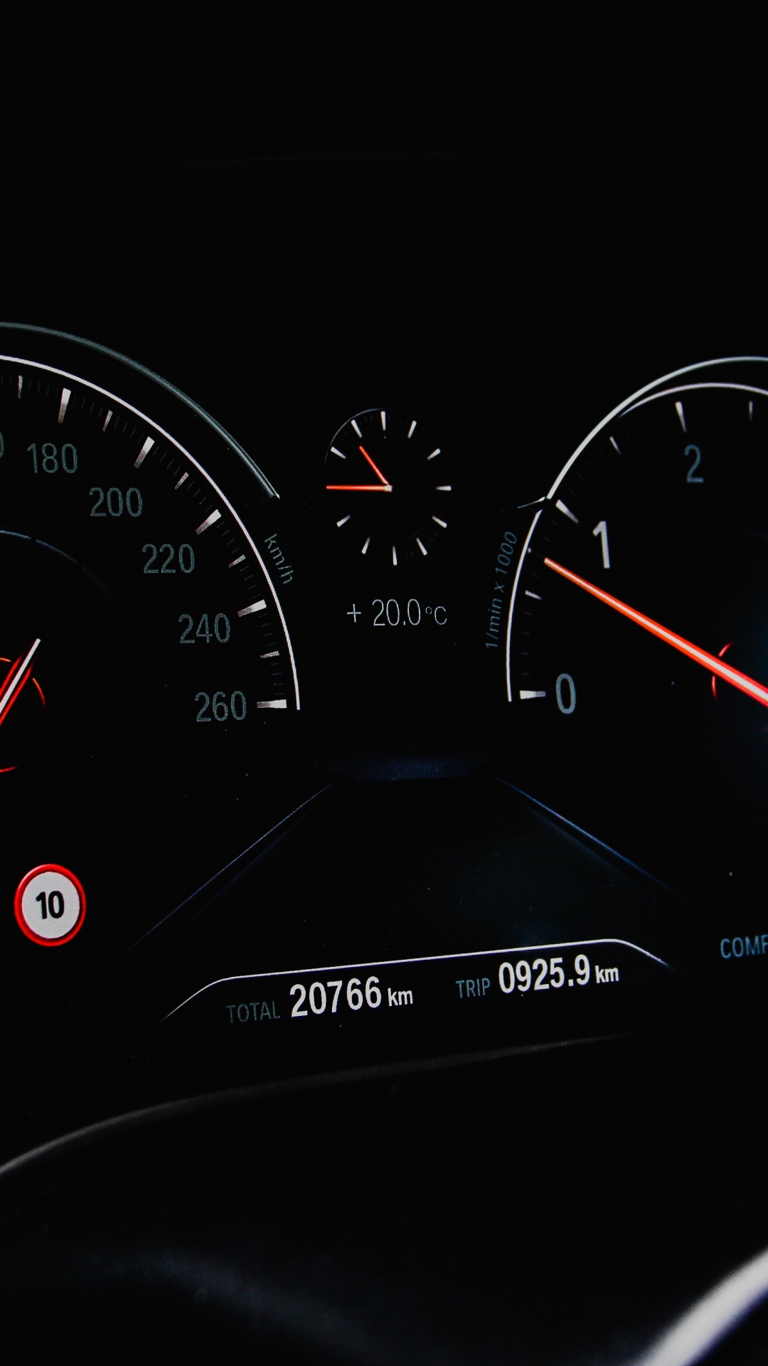 Black Car Instrument Panel Cluster. Wallpaper in 1080x1920 Resolution