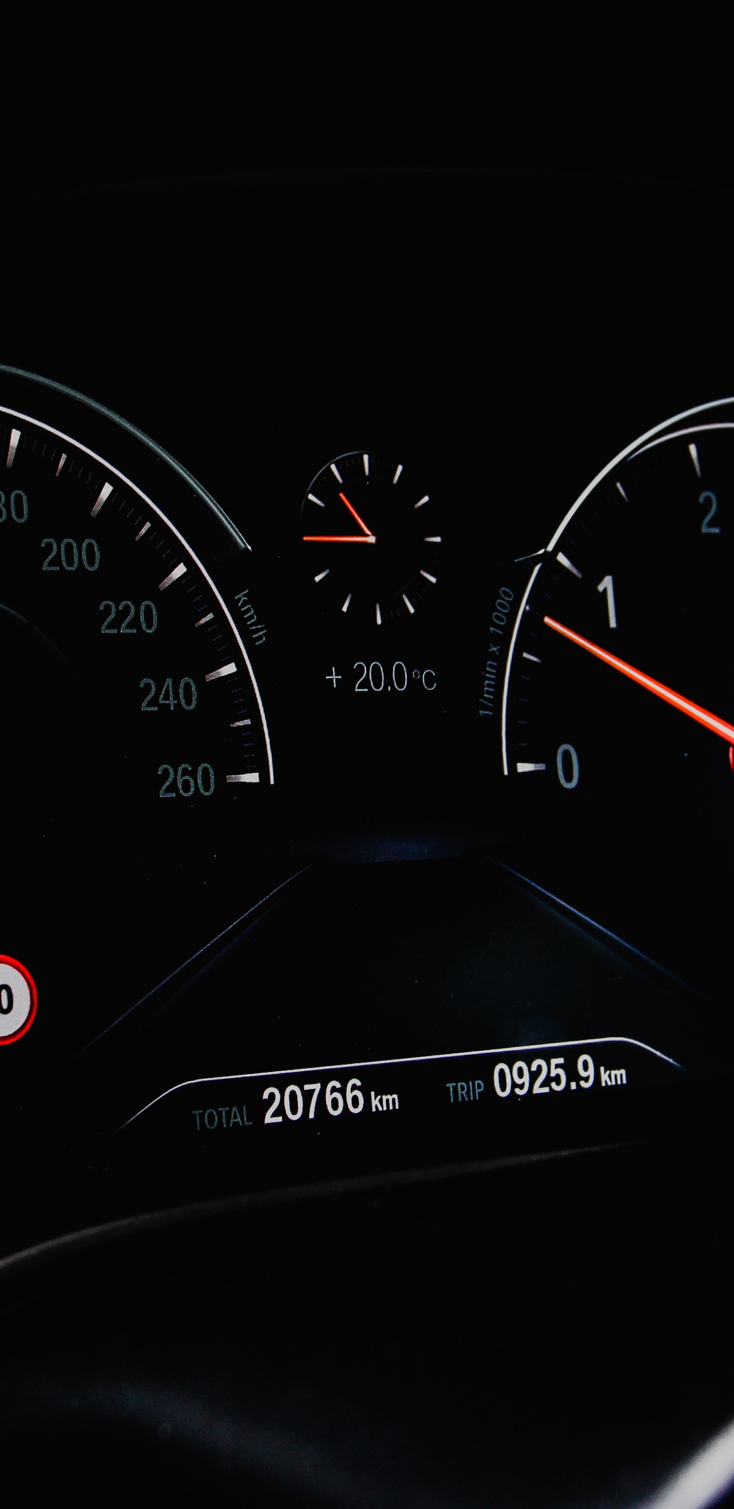 Black Car Instrument Panel Cluster. Wallpaper in 1440x2960 Resolution