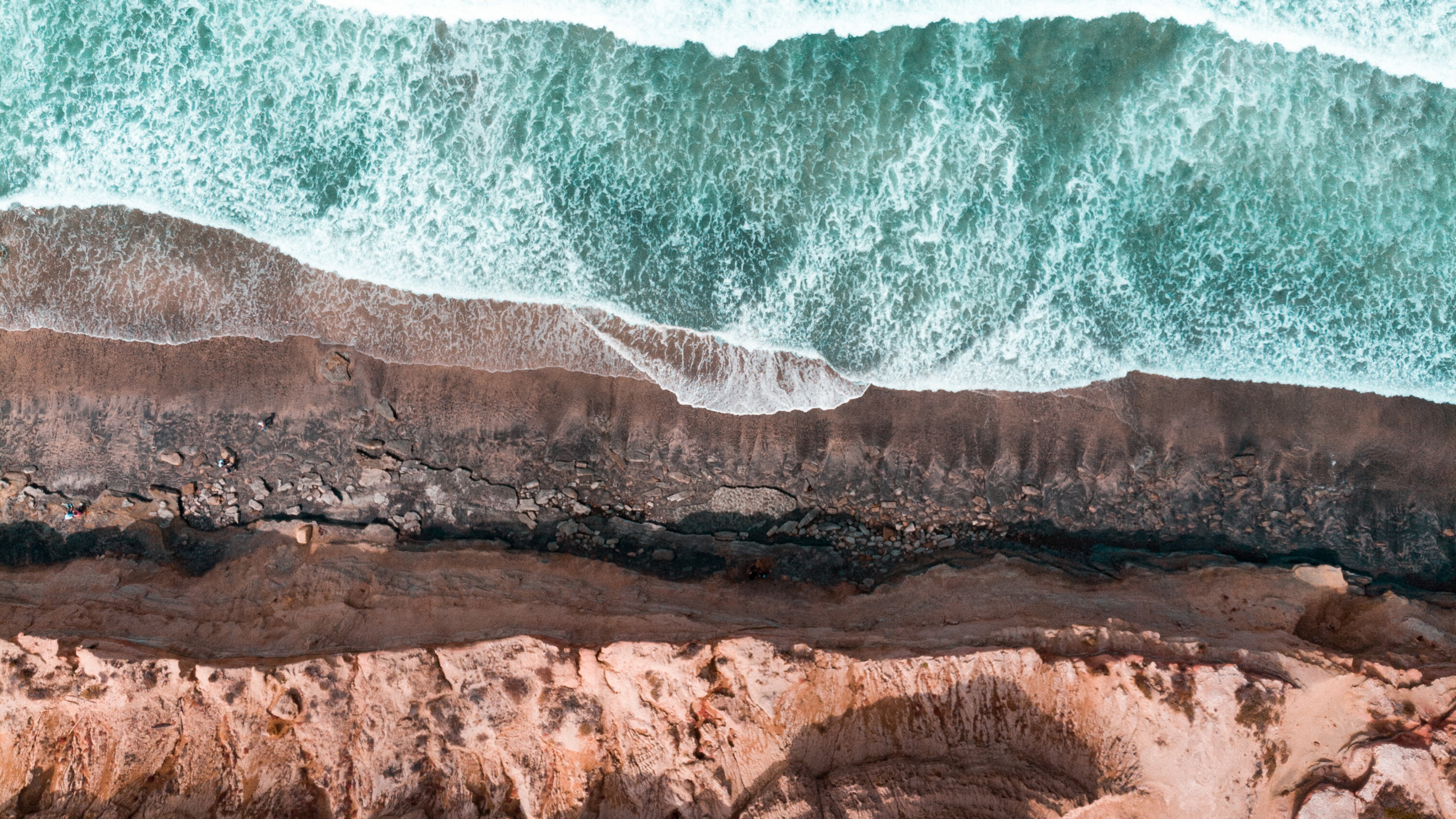 Sea, Turquoise, Rock, Wave, Geology. Wallpaper in 2560x1440 Resolution