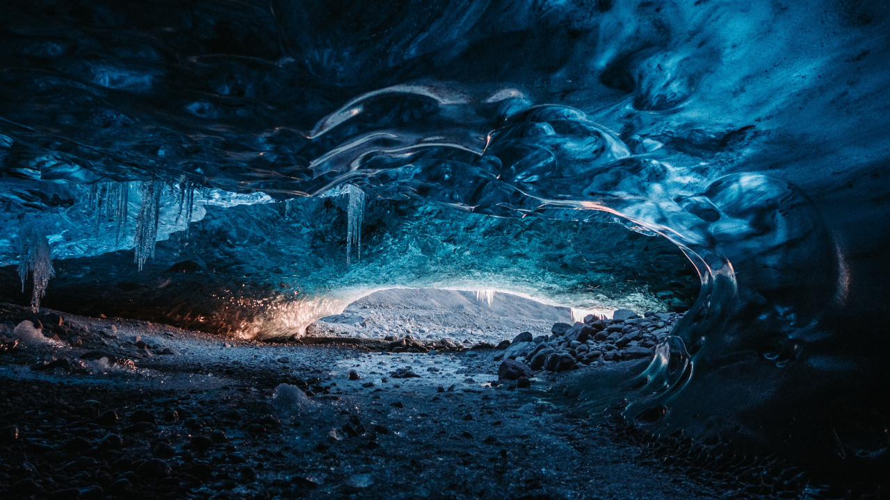 la Cueva de Hielo, Cueva, Glaciar, Agua, Ambiente. Wallpaper in 1280x720 Resolution