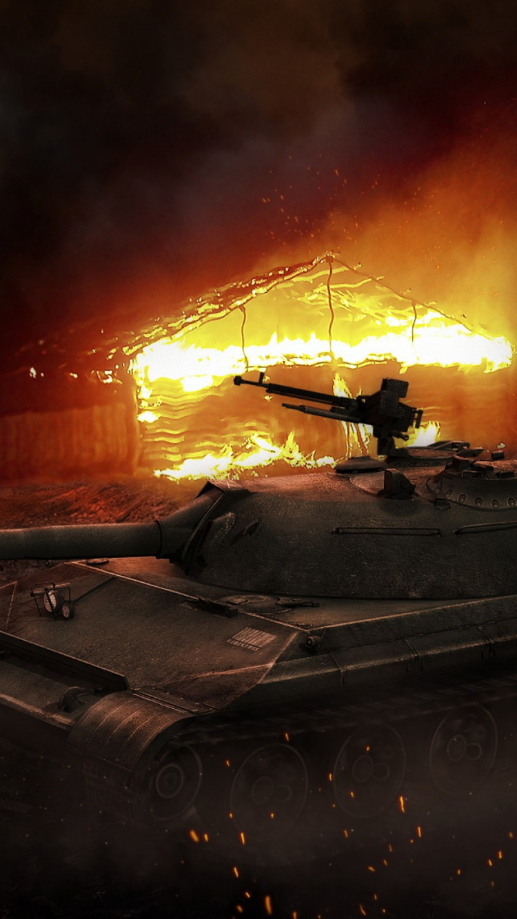 World of Tanks, Tank, Kampffahrzeug, Feuer, Explosives Material. Wallpaper in 750x1334 Resolution