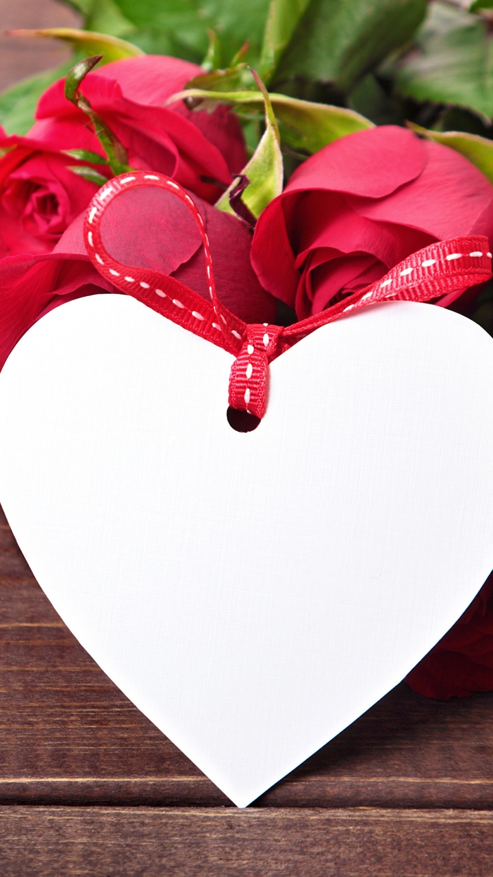 Valentines Day, Rose, Heart, Flower, Red. Wallpaper in 720x1280 Resolution