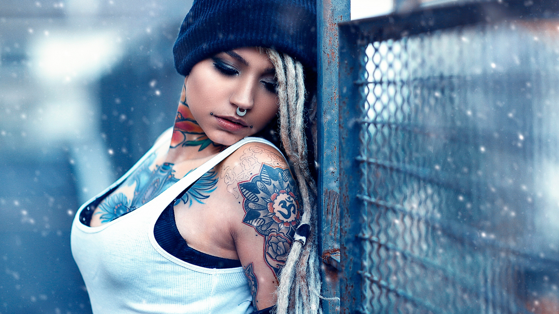 Cabello, Azul, Belleza, Cool, Piel. Wallpaper in 1920x1080 Resolution