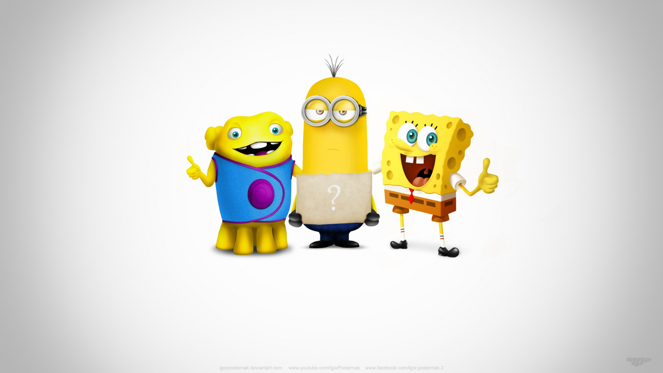 Bob Esponja Pantalones Cuadrados y Patricio Estrella. Wallpaper in 1366x768 Resolution