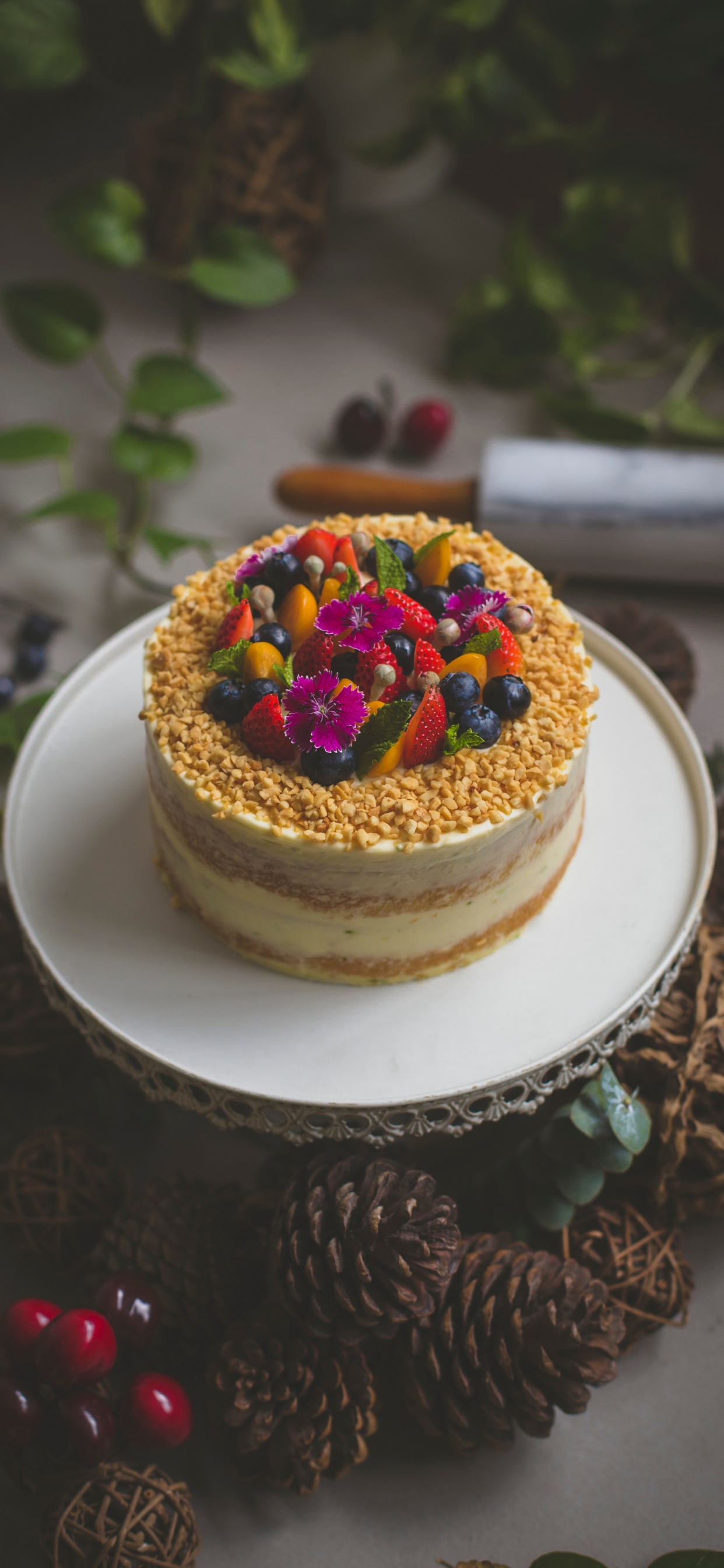 Weißer Und Brauner Kuchen Auf Weißem Keramikteller. Wallpaper in 1242x2688 Resolution