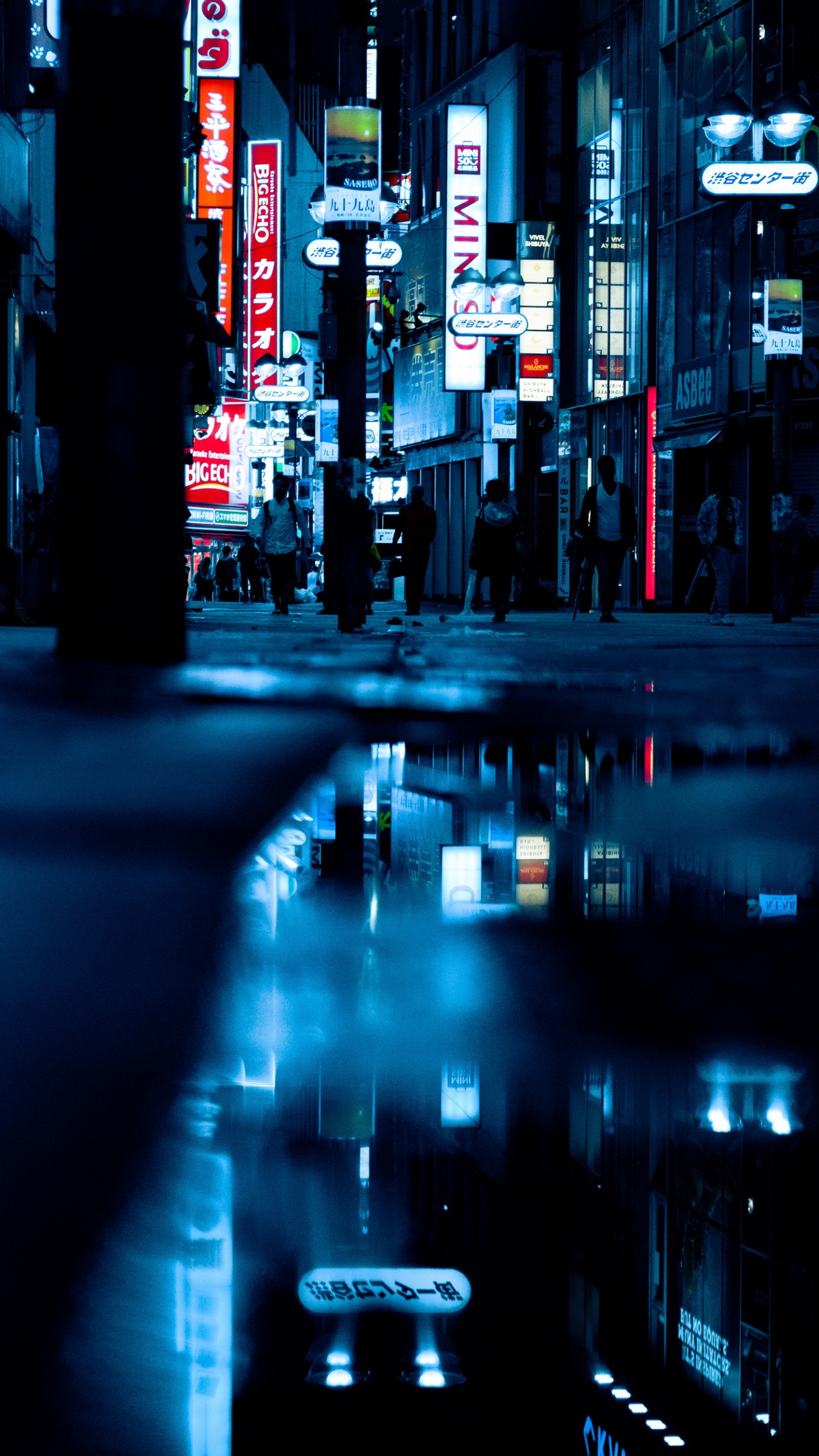 Tokyo, Wasser, Licht, Schwarz, Blau. Wallpaper in 1440x2560 Resolution
