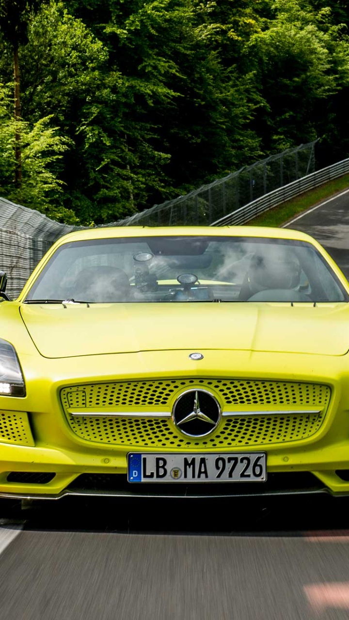 Yellow Mercedes Benz Car on Road During Daytime. Wallpaper in 720x1280 Resolution