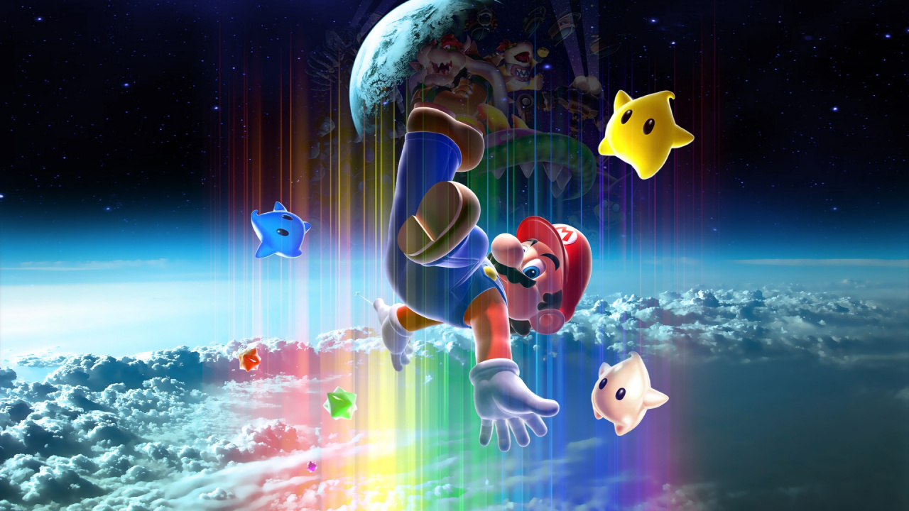 Super Mario Galaxy, Space, Graphic Design, Mario, Super Mario Bros. Wallpaper in 1280x720 Resolution