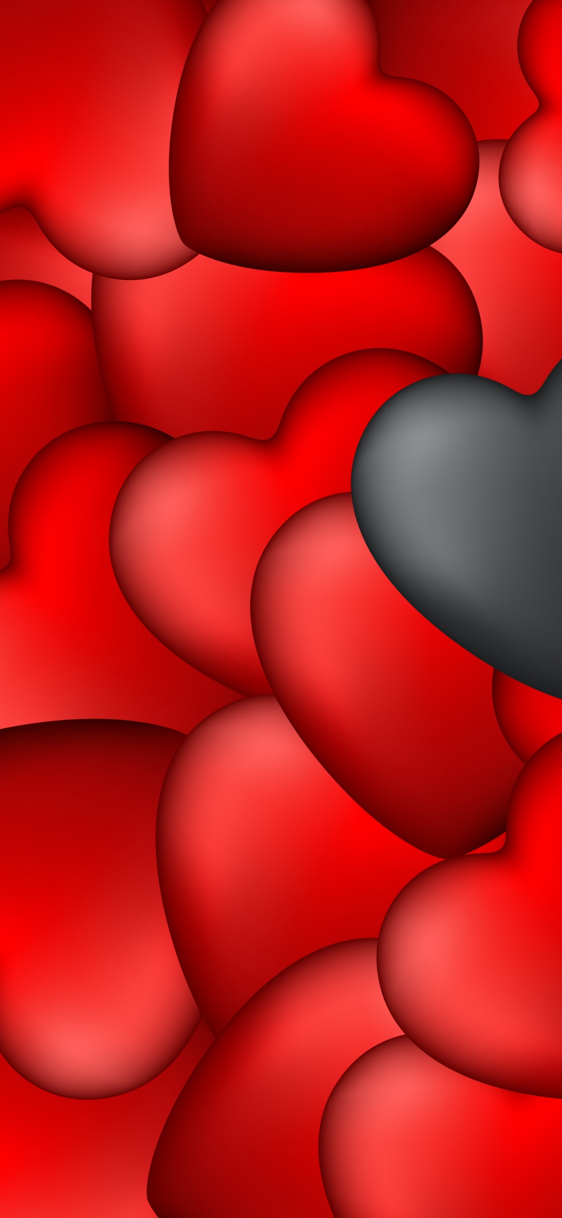 Cœur, Noir, Red, le Jour de Valentines, Pétale. Wallpaper in 1125x2436 Resolution
