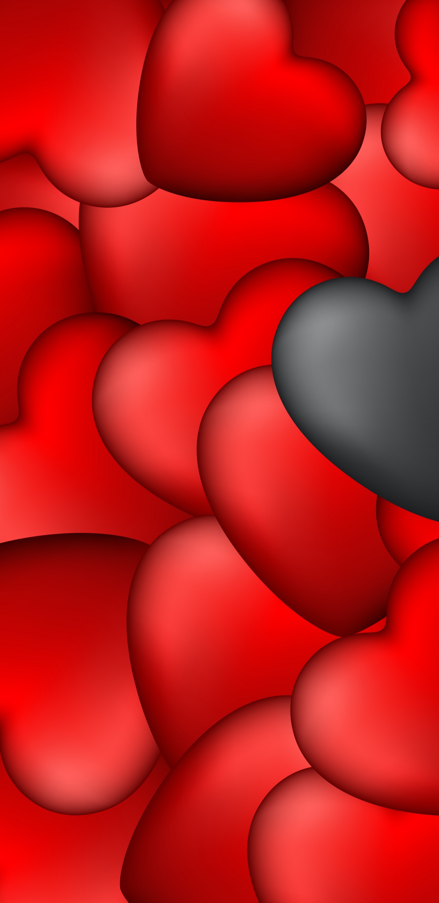 Cœur, Noir, Red, le Jour de Valentines, Pétale. Wallpaper in 1440x2960 Resolution