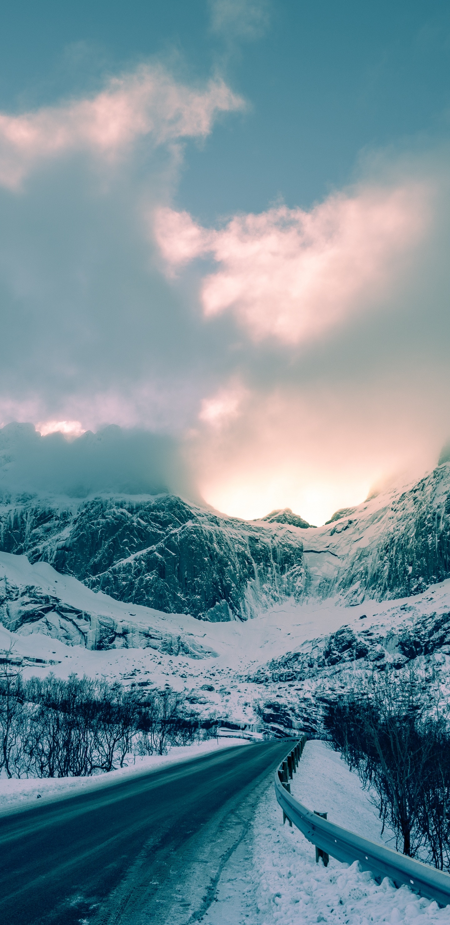 Natur, Winter, Himmel, Schnee, Bergkette. Wallpaper in 1440x2960 Resolution