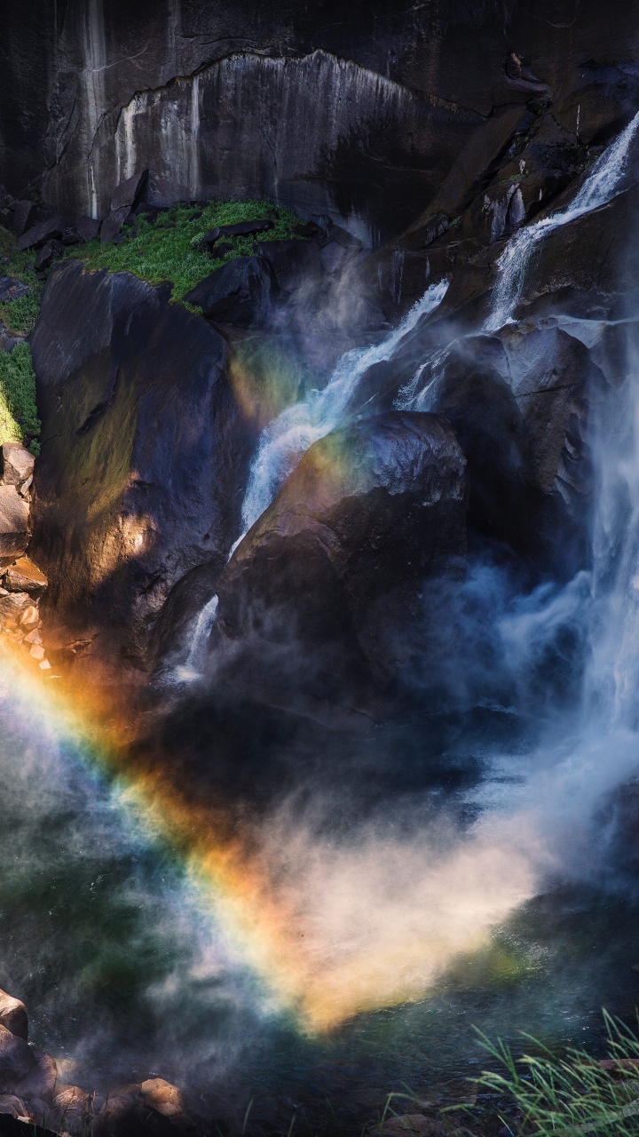 Wasserfall, Natur, Wasser, Naturlandschaft, Wasserlauf. Wallpaper in 720x1280 Resolution