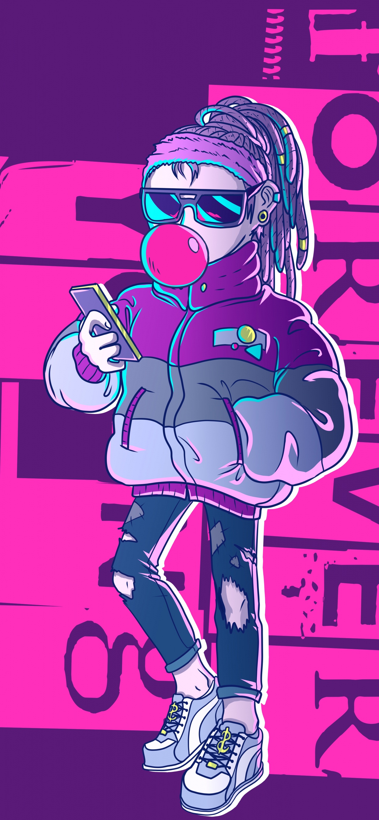 Forever, Art, Wisgoon, Purple, Pink. Wallpaper in 1242x2688 Resolution