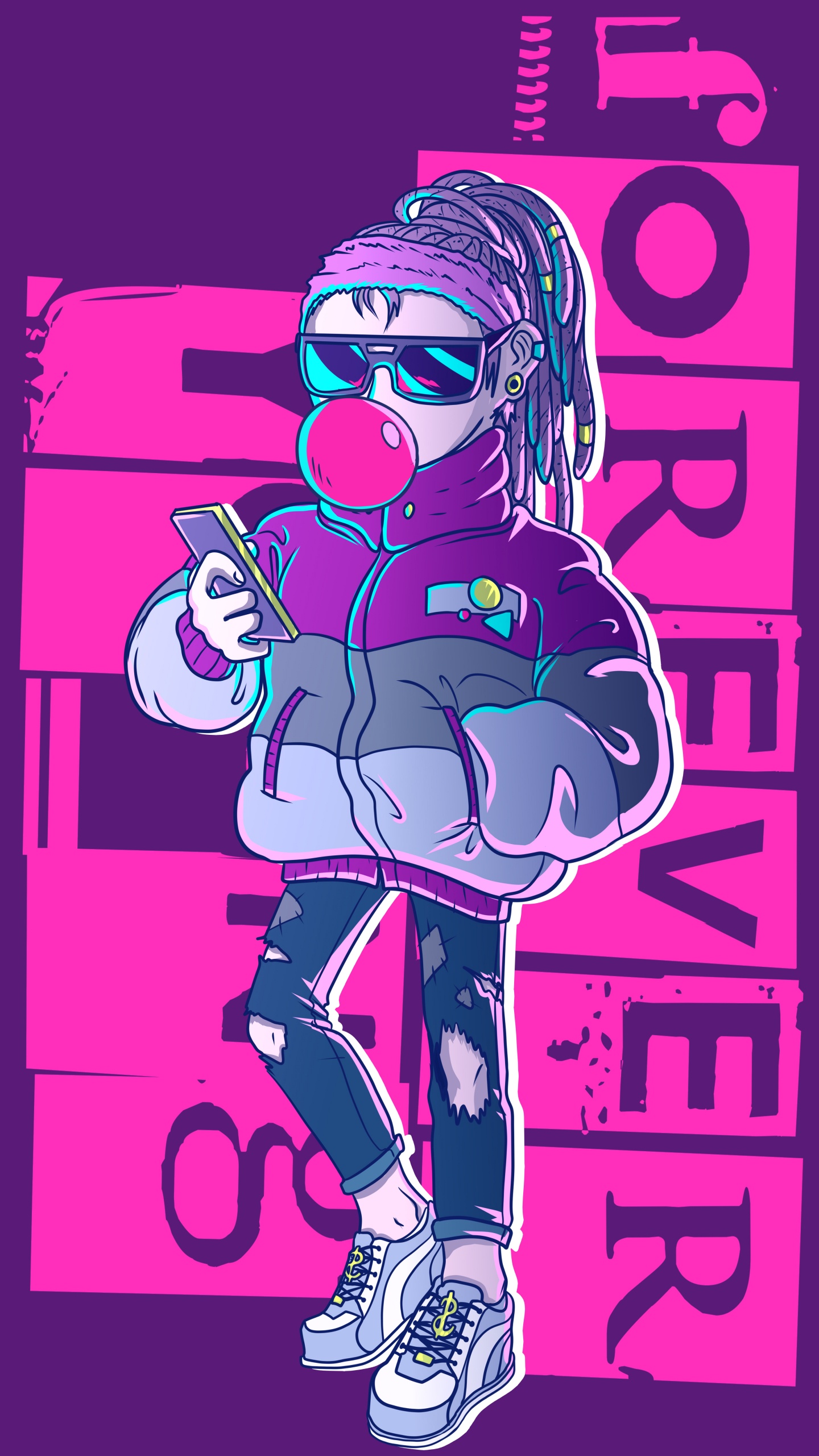 Para Siempre, Arte, Wisgoon, Morado, Rosa. Wallpaper in 1440x2560 Resolution