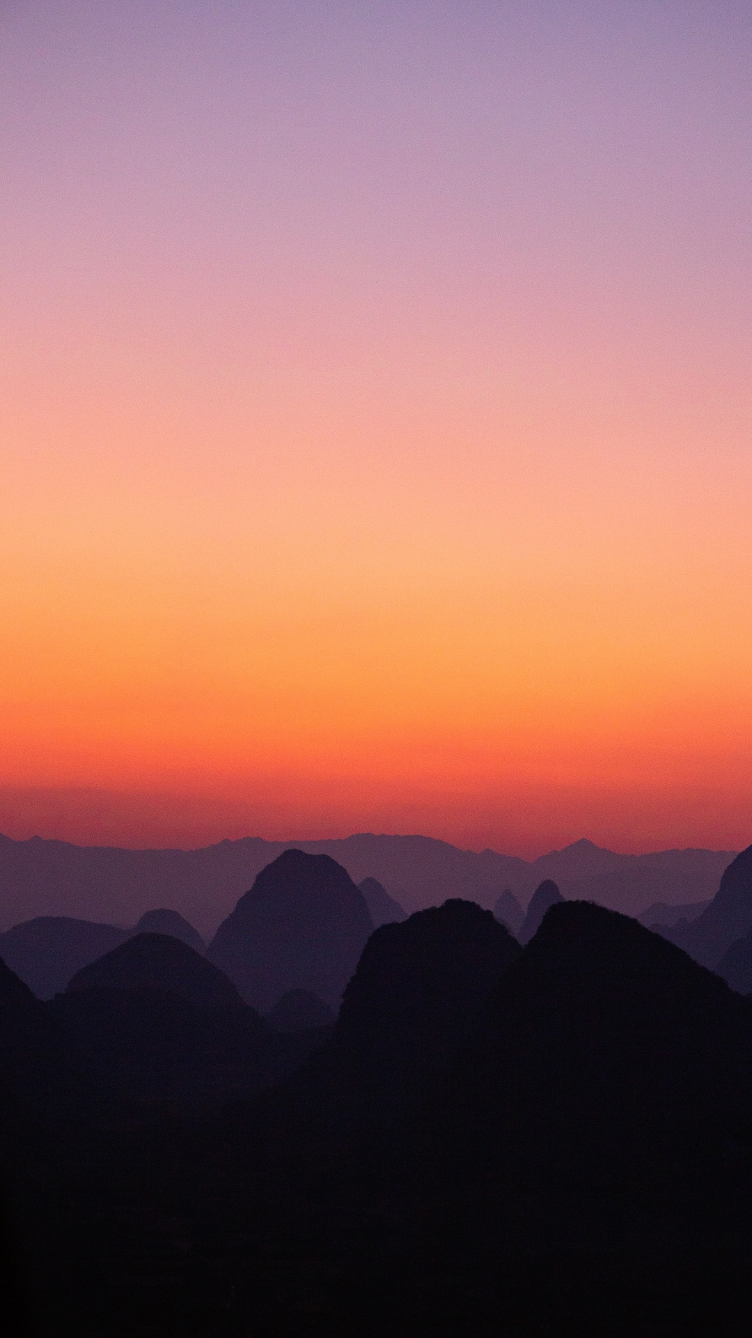 Silhouette of Mountains During Sunset. Wallpaper in 1080x1920 Resolution